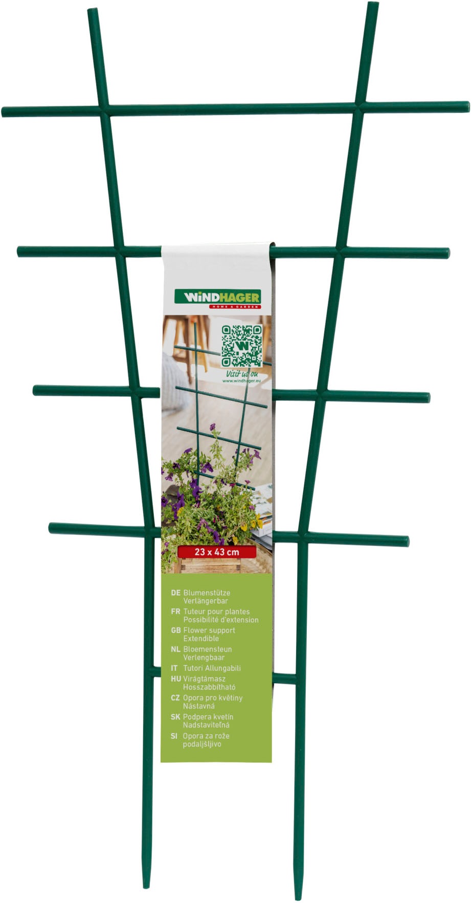 Windhager Rankgitter »für hochwachsende Topfpflanzen, Blumenstütze aus Kunststoff« Gitterspalier erhältlich in 43 x 23 cm oder 57 x 31 cm, grün