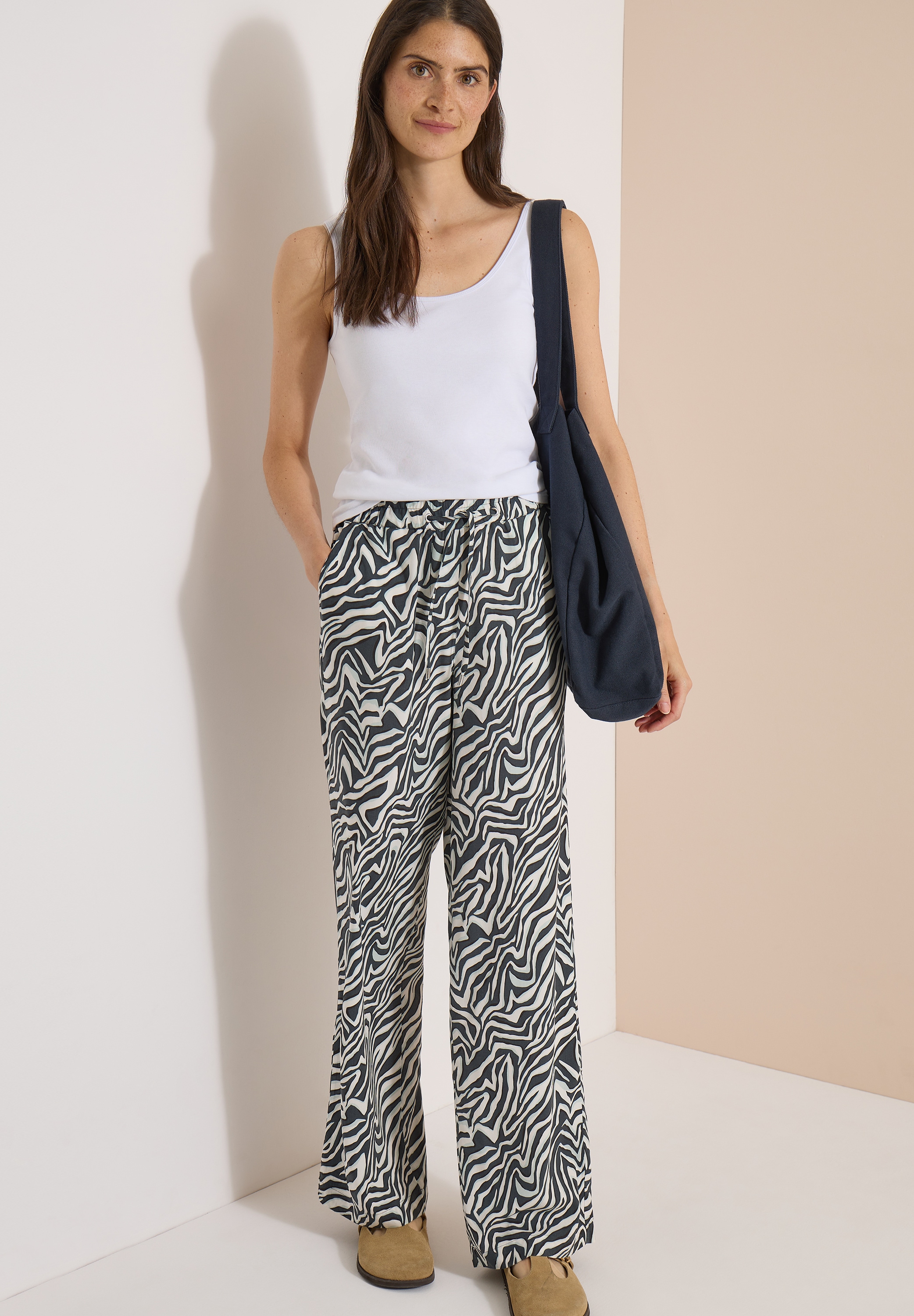 Cecil Stoffhose  Sommerhose, abstrahierter Zebraprint, Elastikbund