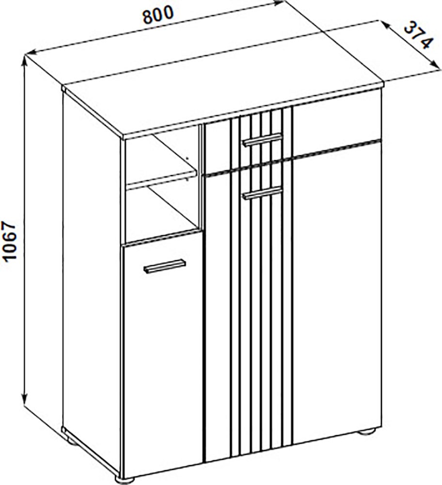 Innostyle Schuhschrank »Schuhschrank Sparks, 80x106x38cm (B/H/T)«, (1 St.), 2 türig, 1 Schubkaste, 1 offene Fächer, Softclose