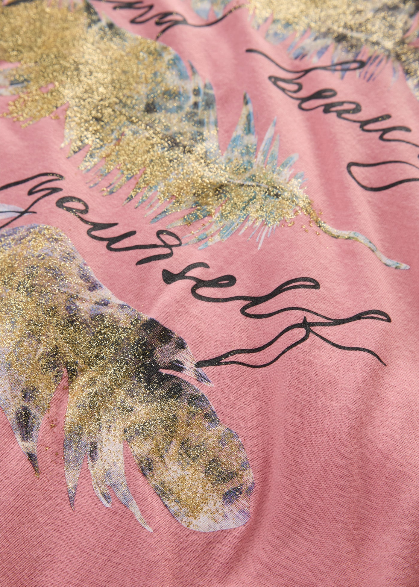 bonprix T-Shirt »T-Shirt mit Glitzerdruck« schmale Passform, Kurzarm, mit Glitzerdruck