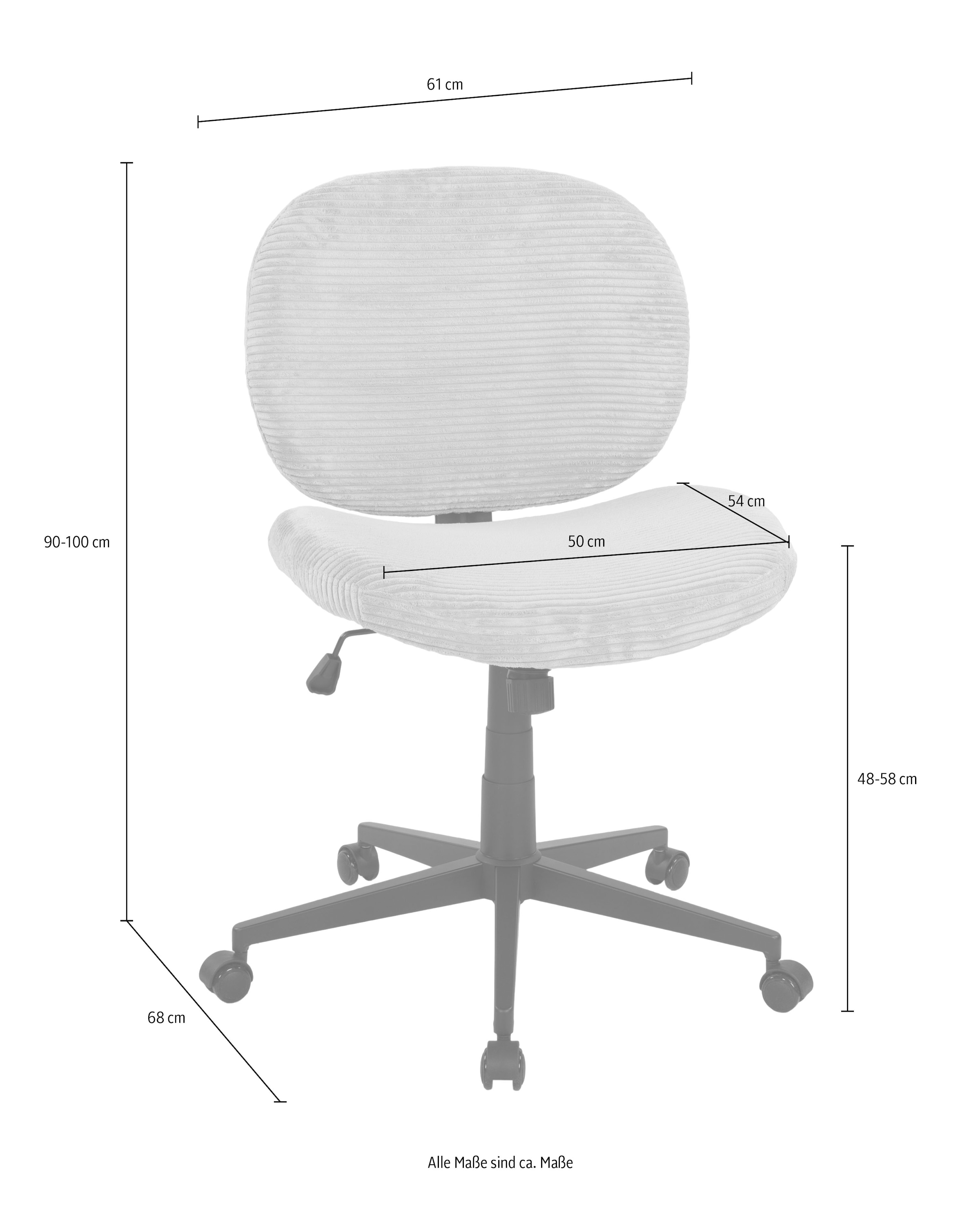 Duo Collection Drehstuhl »Drehstuhl Tilo«, 1 St., Cord, Sitzhöhenverstellung, Wippmechanik, Sicherheitsdoppelrollen