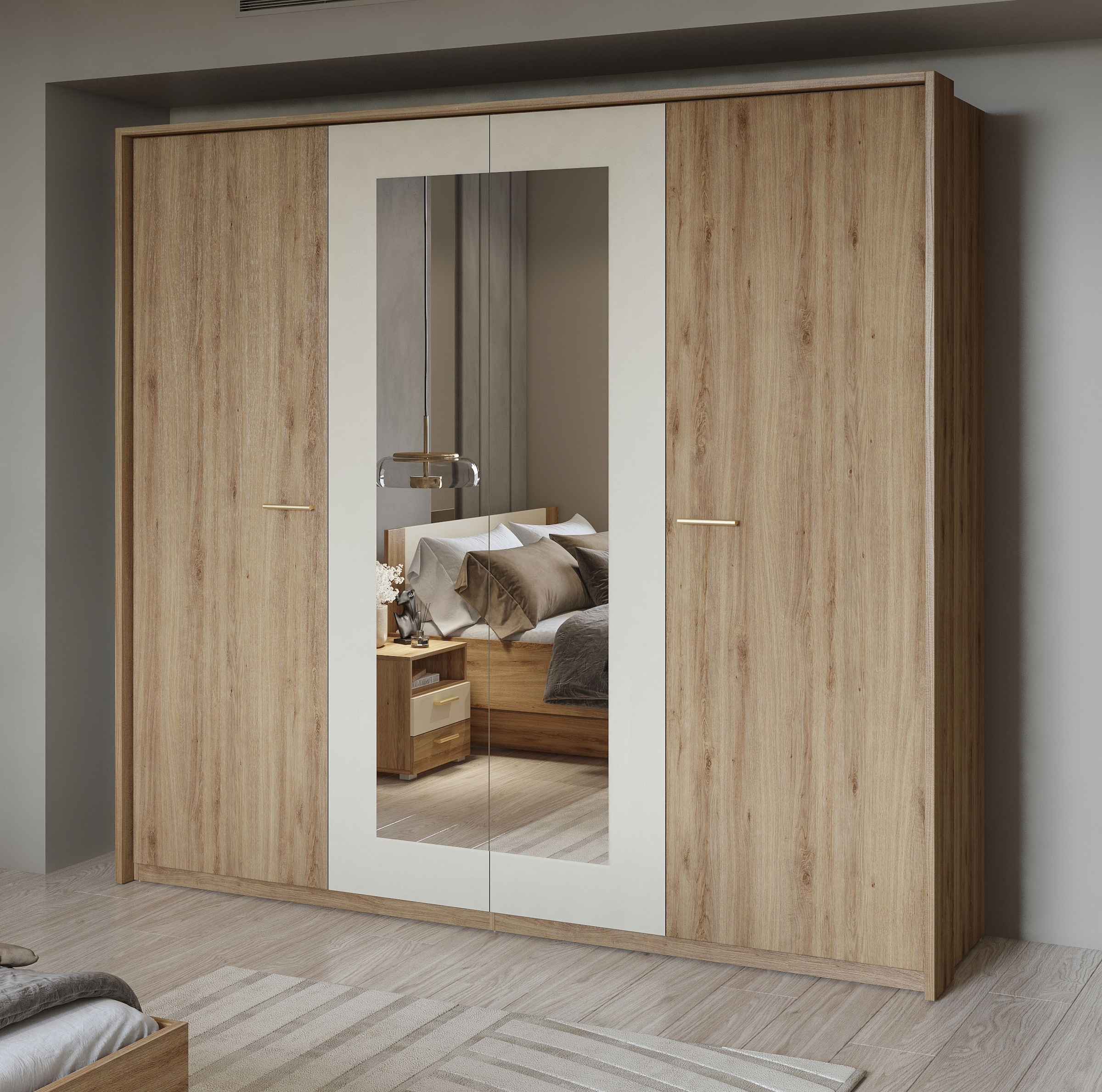 Home affaire Drehtürenschrank »Bitry, Wäscheschrank incl. kompletter Innenausstattung«, Kleiderschrank, verstellbare Einlegeböden 22 mm stark, tolle Holzoptik