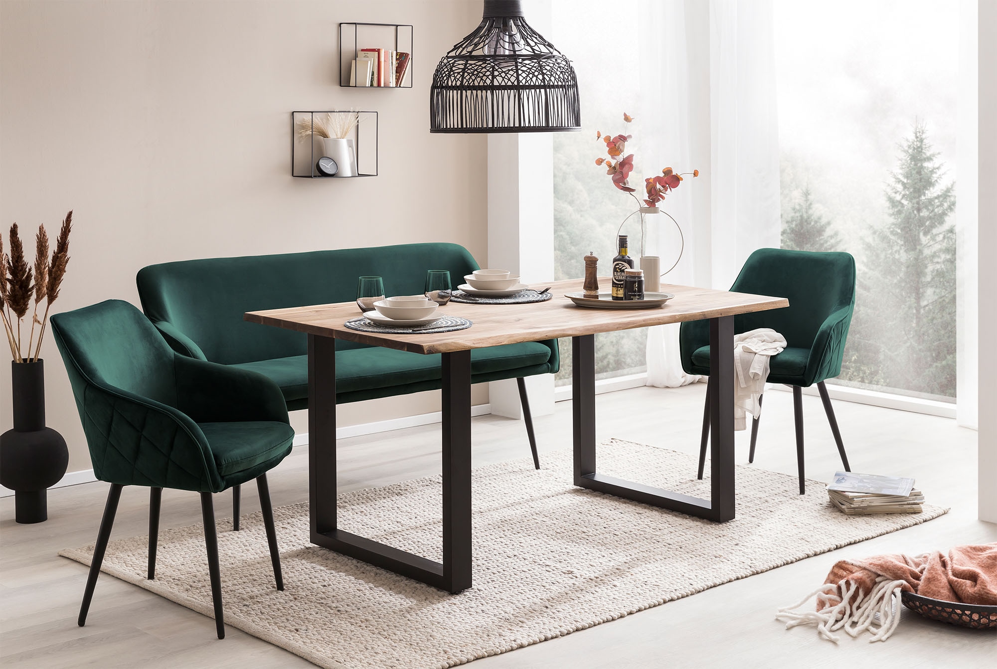 SalesFever Eckbankgruppe, (Set, 6 tlg.), Rückenfläche mit aufwändiger Rautensteppung