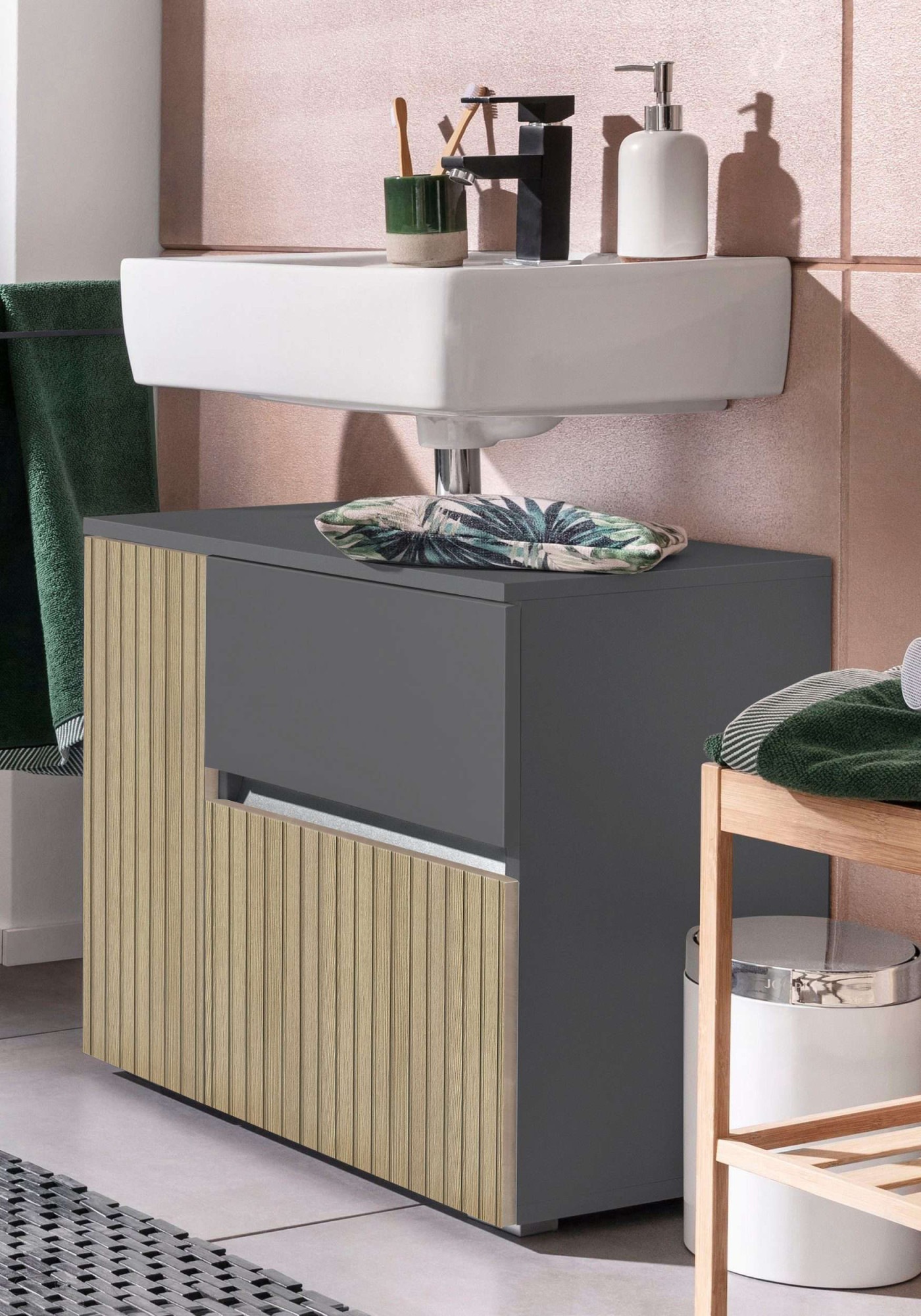 Home affaire Waschbeckenunterschrank Wisla Siphonausschnitt, Push-to-open-F günstig online kaufen