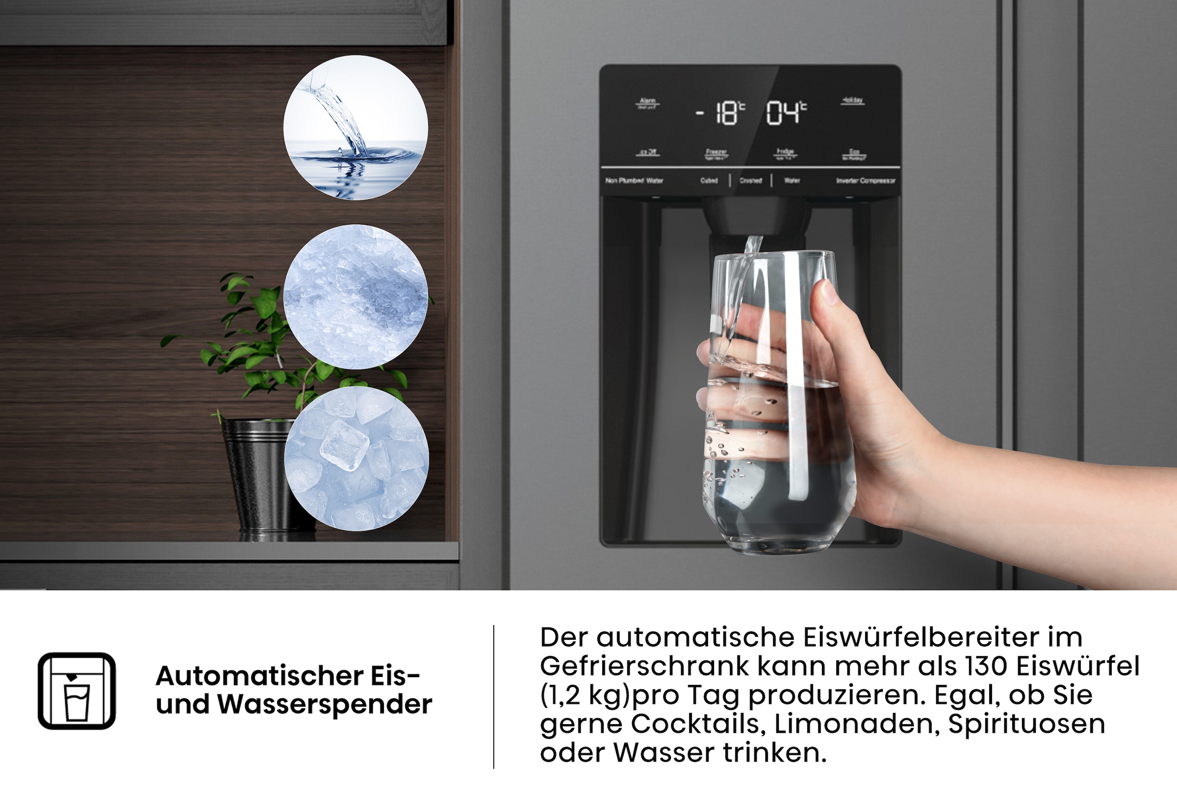 Hisense Side-by-Side »RS5P535NTFE«, Wasser-/Eisspender