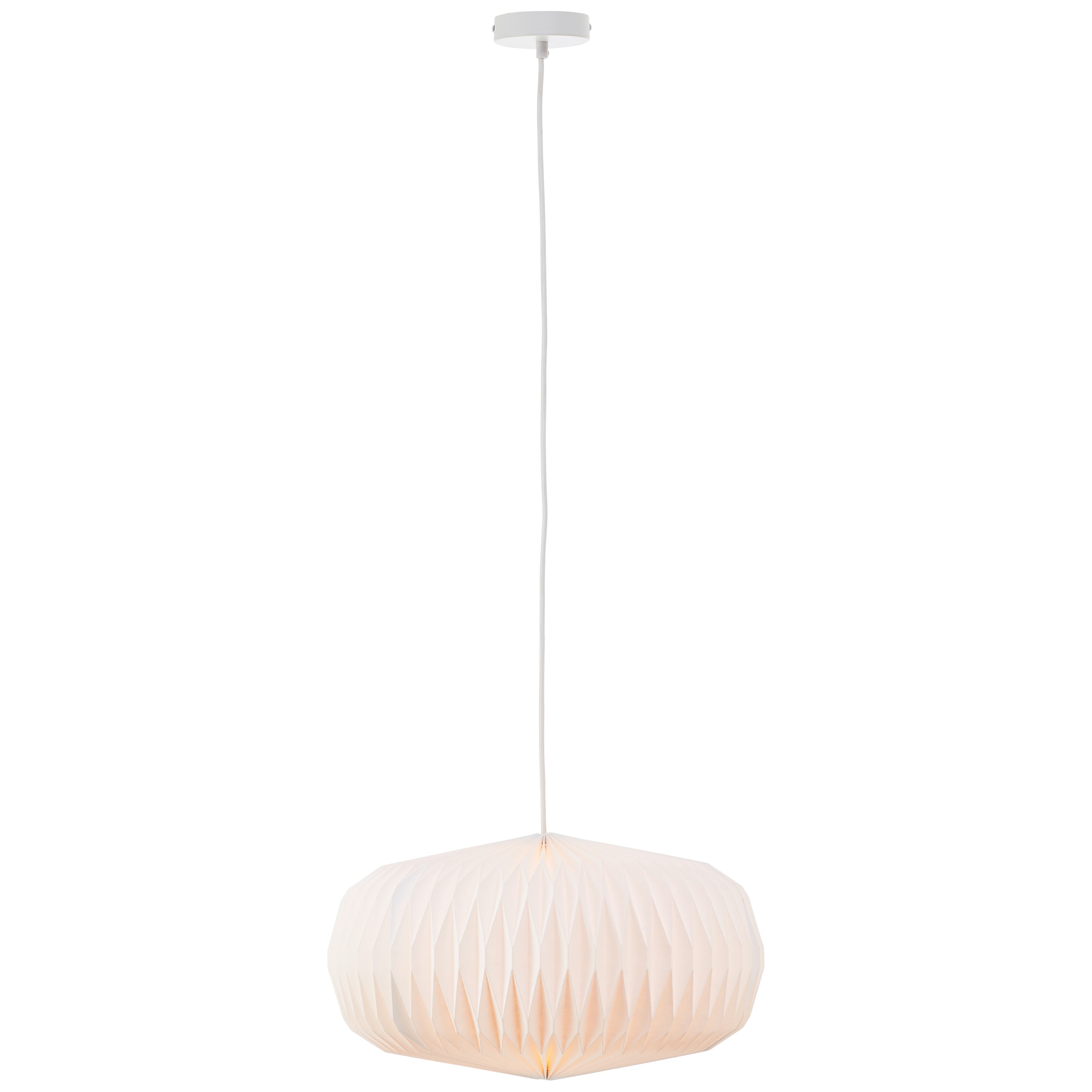 Brilliant Pendelleuchte »June«, 1 flammig, Leuchtmittel E27 | ohne Leuchtmittel, Ø 44 cm, 151 cm Höhe, E27, kürzbar, Papier/Metall, weiß