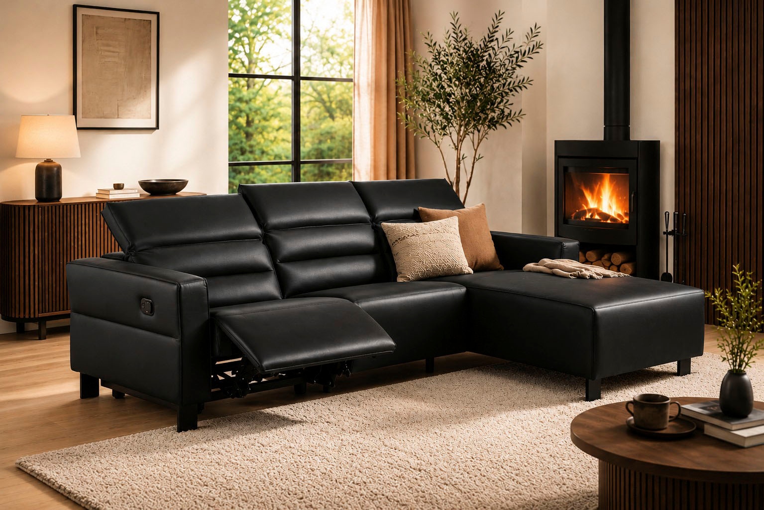 OTTO home Sofa »CARPARI Lederoptik,L-Form,224 cm, man./elektr. Relaxfunktion« (USB A/C), sowie Kopfteilverstellung