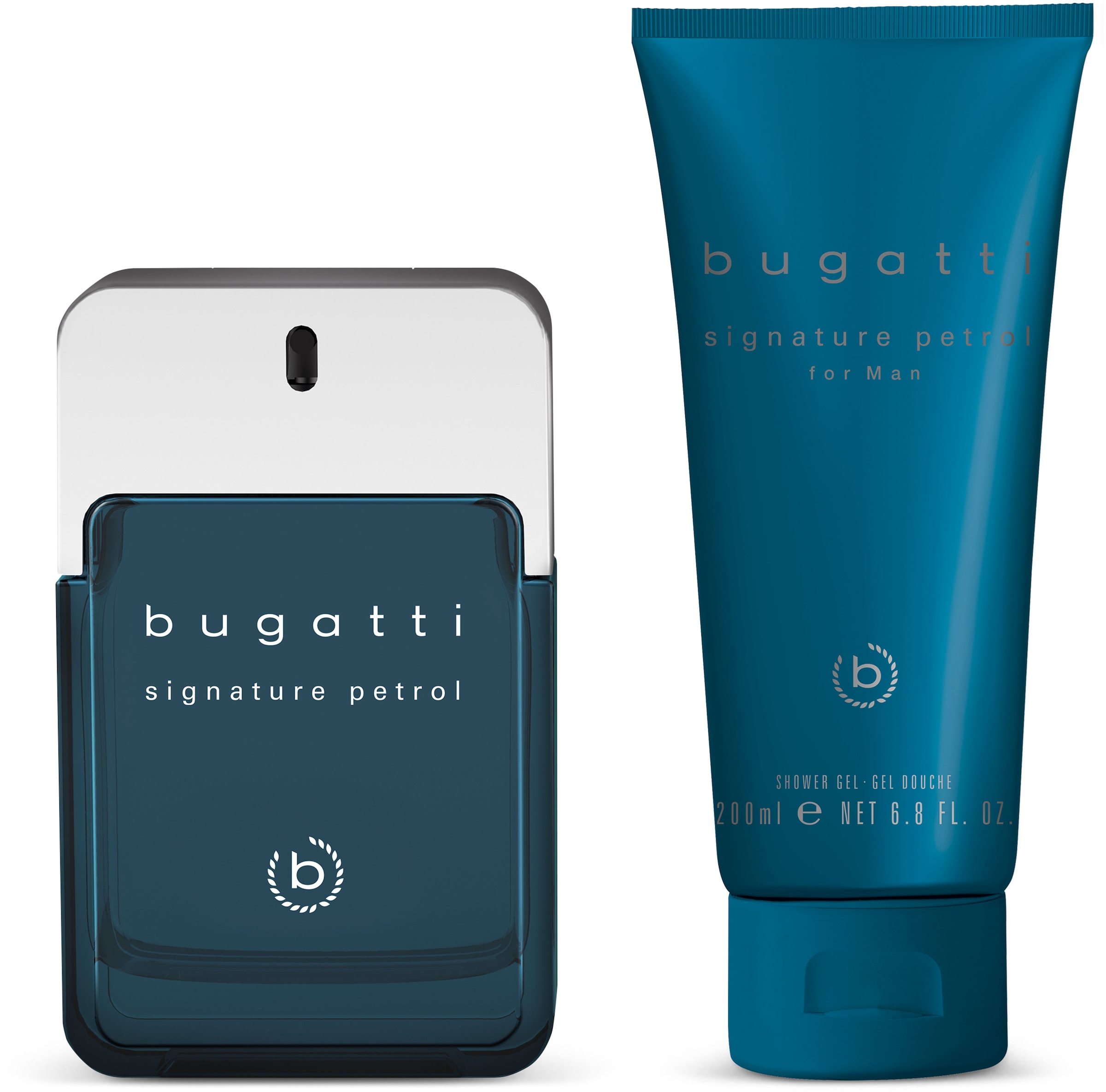bugatti Eau de Toilette »BUGATTI Signature Petrol for him GP EdT 100ml + 200 ml SG« Herrenduft-Set mit Zitrone, Zedernholz und aquatischer Note.
