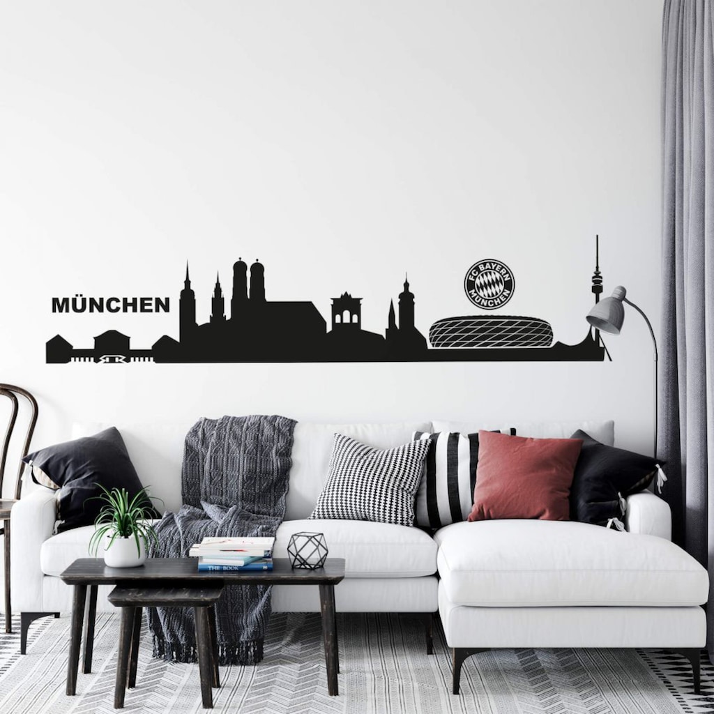 Wall-Art Wandtattoo »Fußball München Skyline mit Logo«, (1 St.)