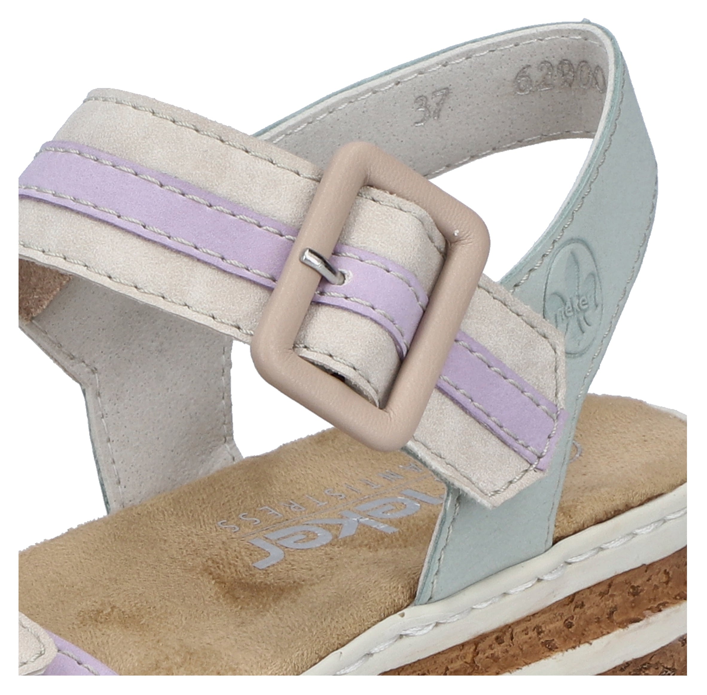 Rieker Keilsandalette, Sommerschuh, Urlaubschuh, Sandale mit regulierbaren Klettverschlüssen