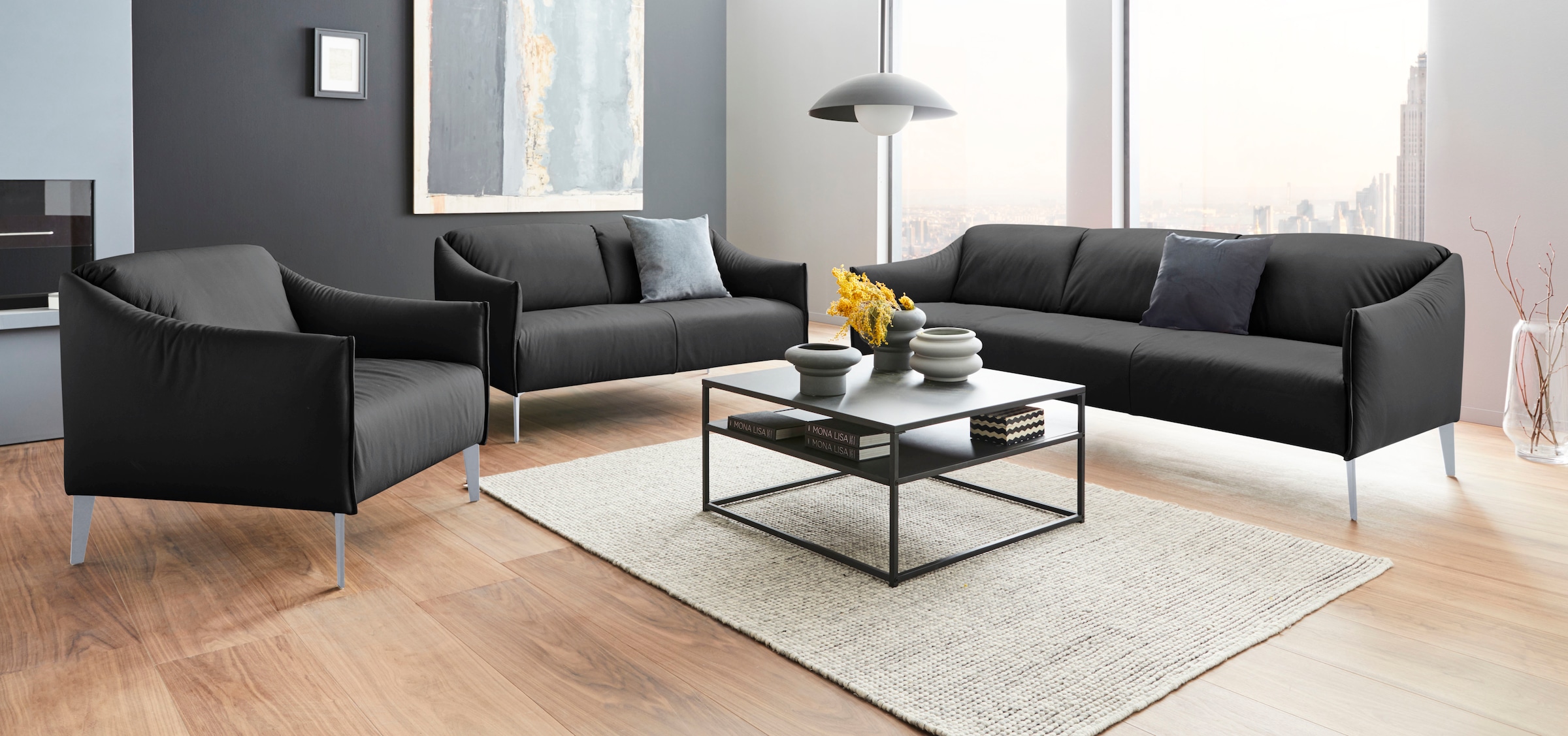 W.SCHILLIG 3-Sitzer »sally« mit Metall-Winkelfüßen in Silber matt, Breite 224 cm