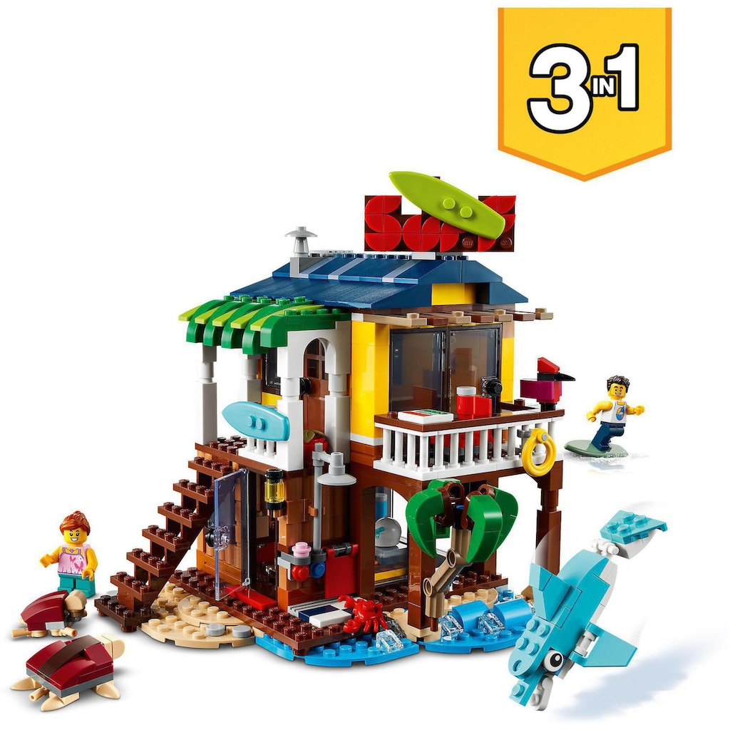 LEGO® Konstruktionsspielsteine »Surfer-Strandhaus (31118), LEGO® Creator 3in1«, (564 St.)