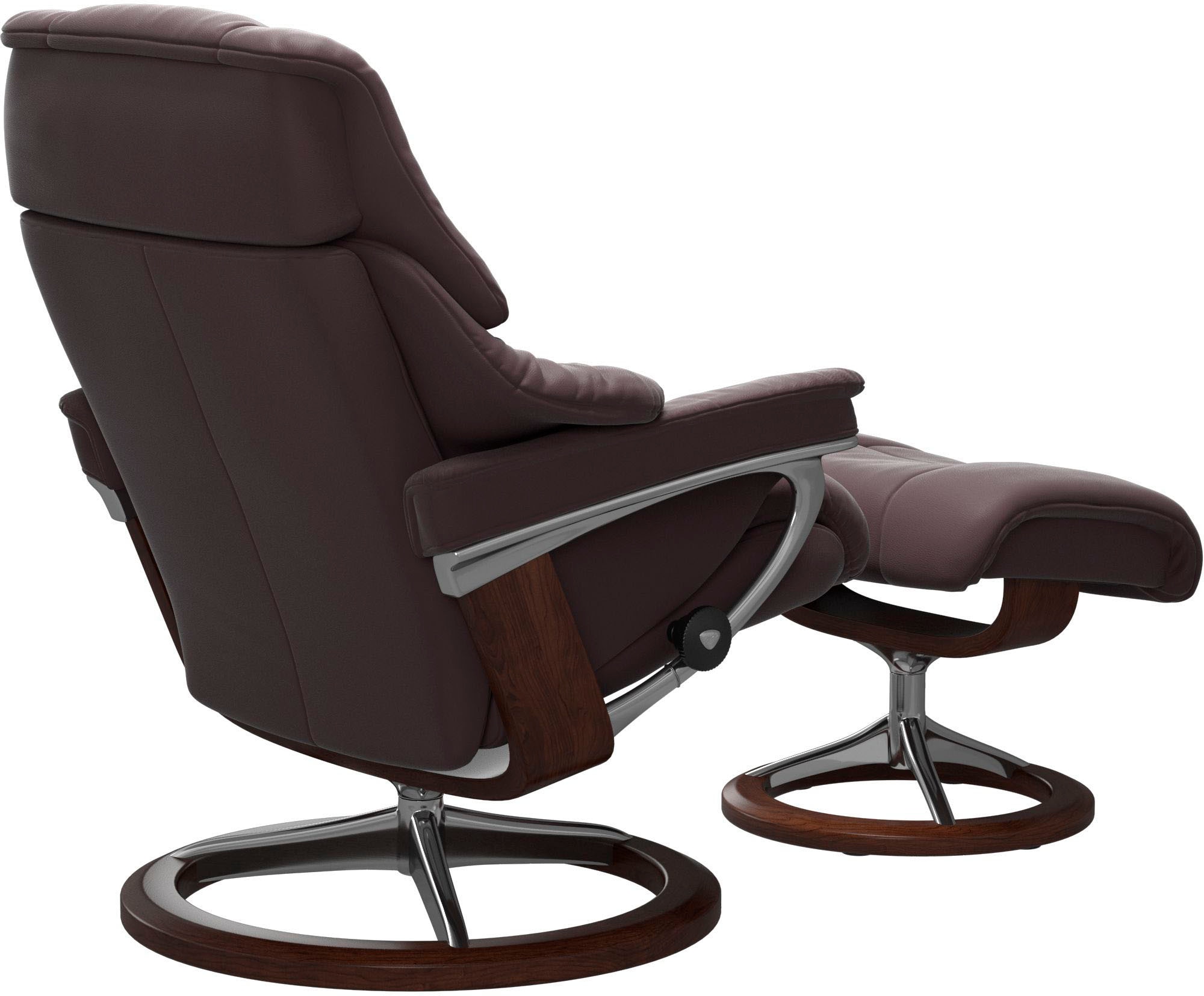 Stressless® Relaxsessel »Reno«, (Set, Relaxsessel mit Hocker), mit Hocker, mit Signature Base, Größe S, M & L, Gestell Braun