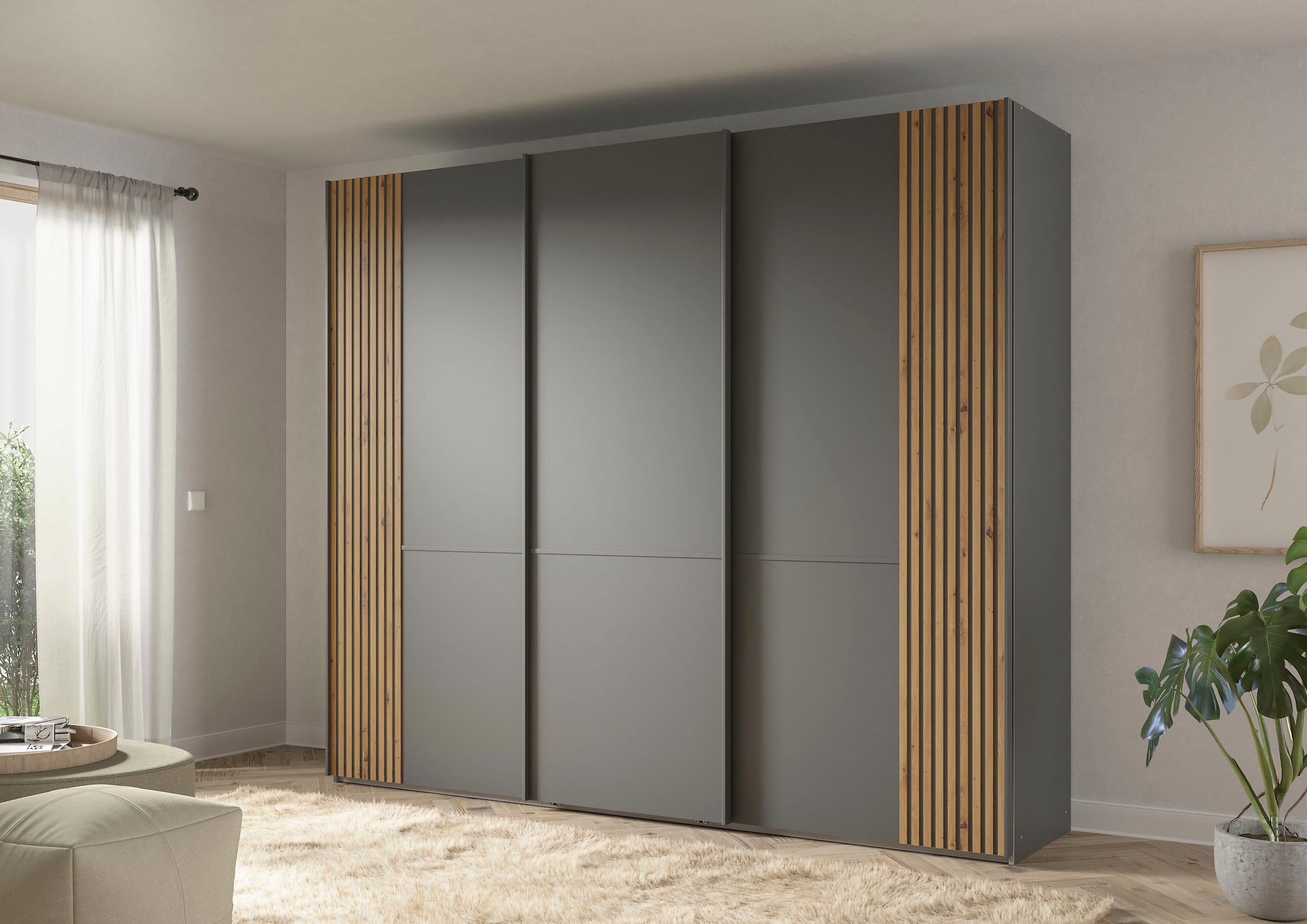 Musterring Schwebetürenschrank »Isabelle«, Türen mit Lamellenoptik, verschiedene Größen und Farben, Höhe 236cm