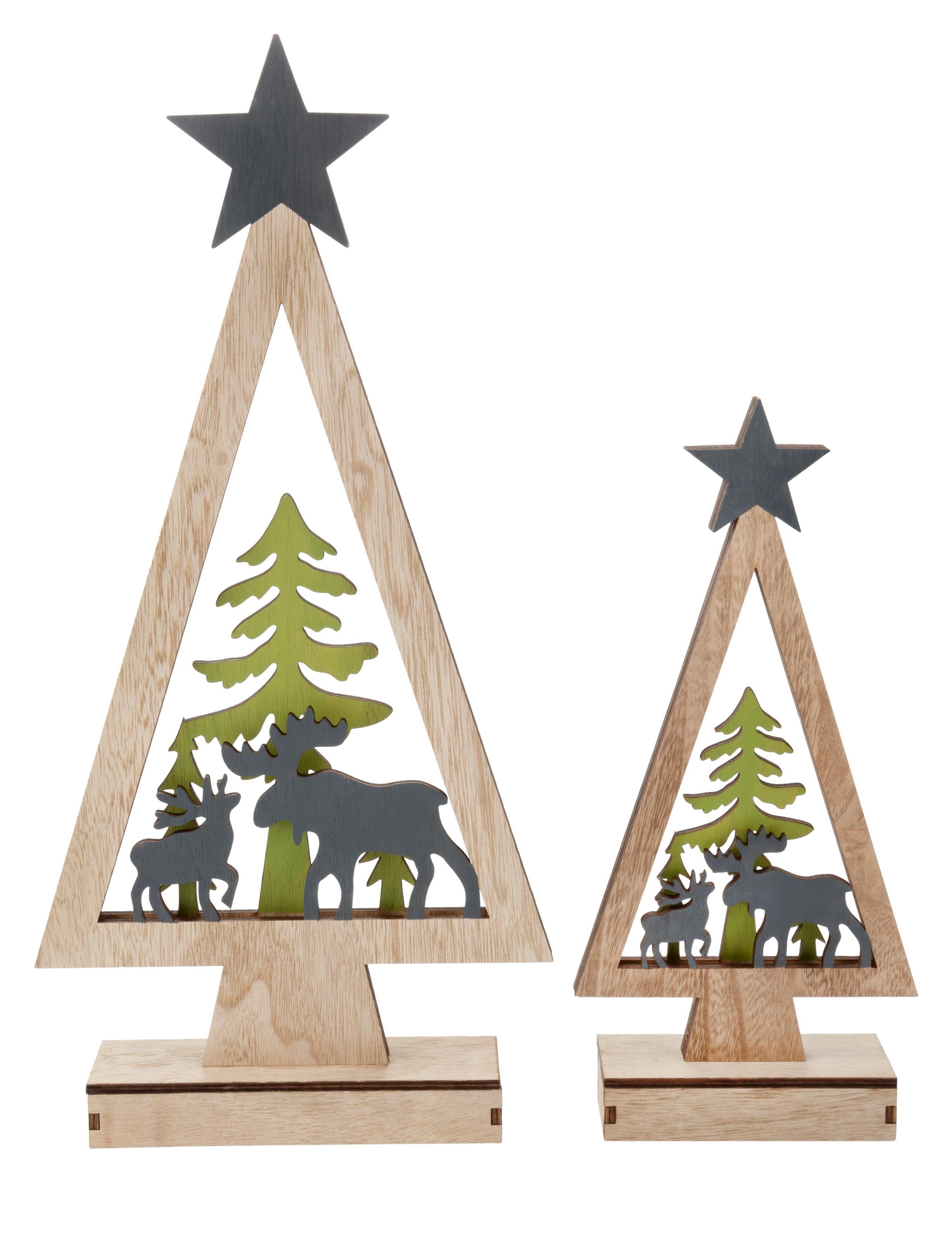 & Weihnachtsdeko, WEINBERGER RIFFELMACHER kaufen »Baum Rechnung 2-teilig mit auf LED Rentieren«, Dekoobjekt