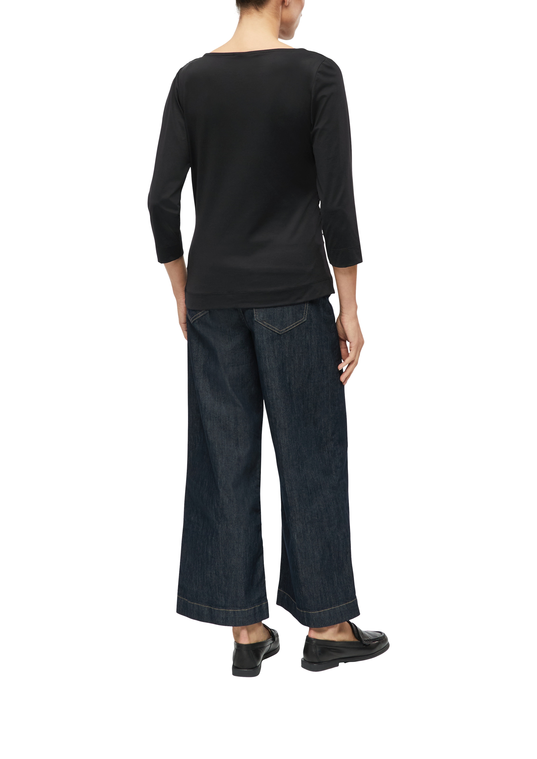 s.Oliver BLACK LABEL 3/4-Arm-Shirt Sommershirt mit seitlicher Saffung