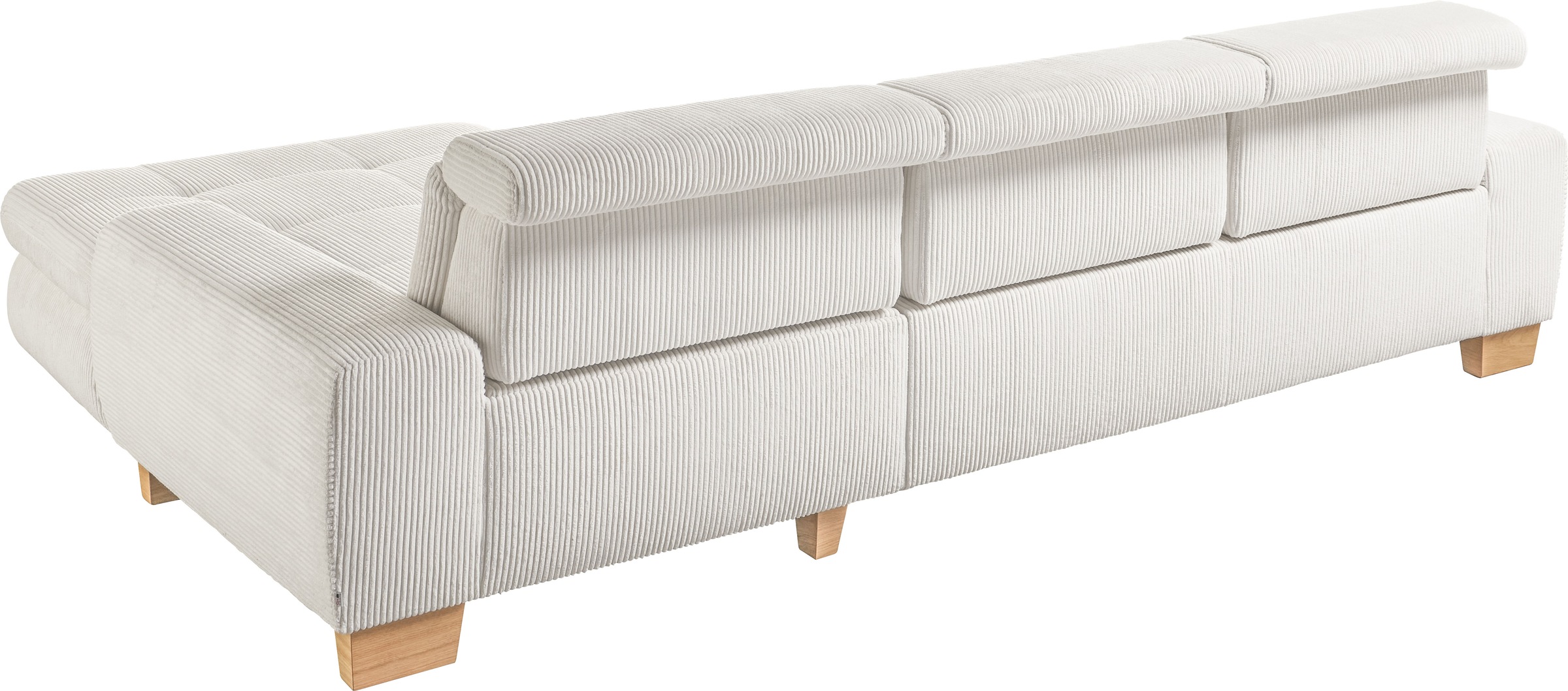 set one by Musterring Ecksofa »SO 3400 Sitzhöhe 47cm oder 49cm, Sitztiefe verstellbar, B/T: 307/195cm«, whlw. mit Funktion, Kaltschaum, in Cord, silver, Sitzhöhe 47