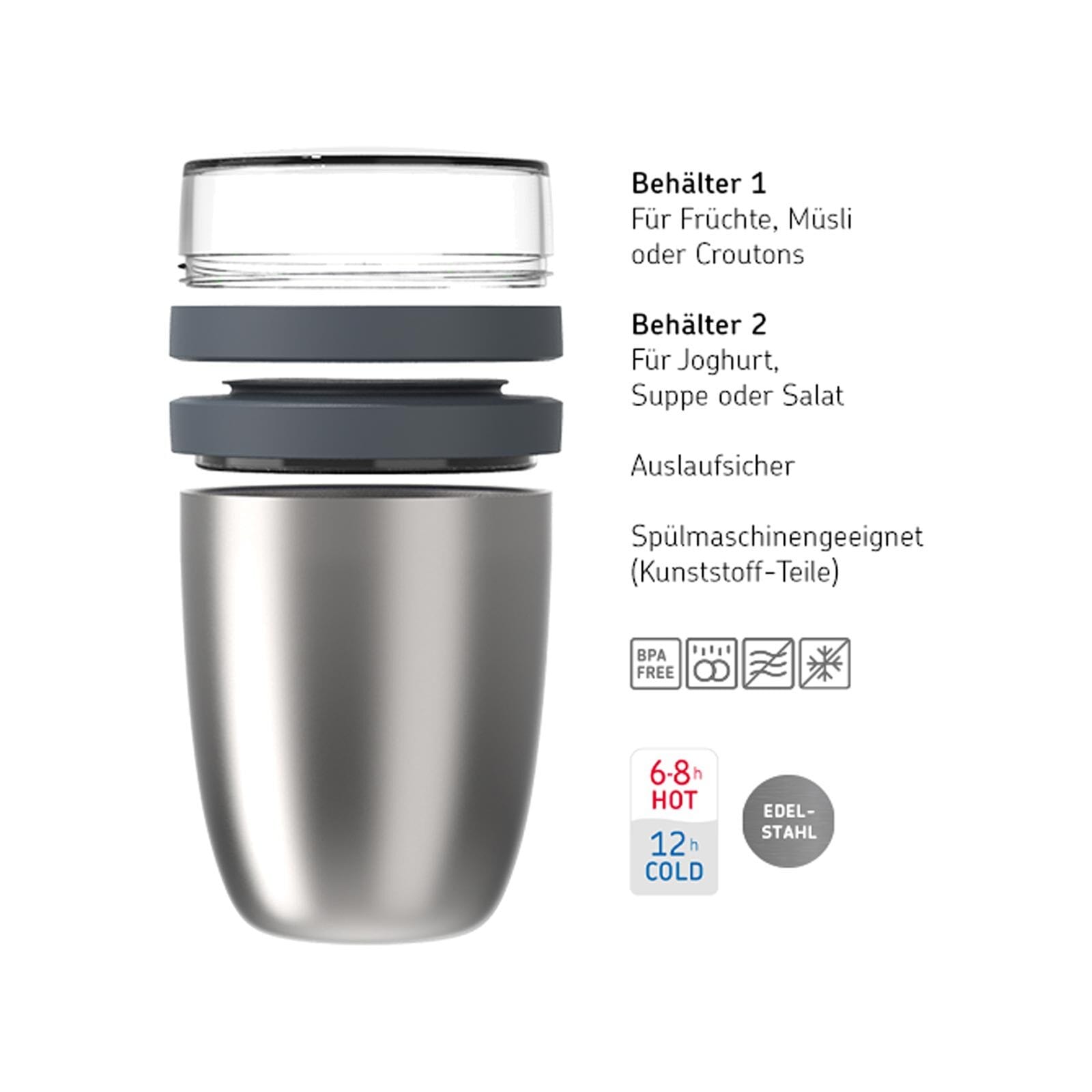Mepal Lunchbox »Thermo-Lunchpot + Faltbarer Löffel Ellipse 500 + 200 ml«, (3 tlg.)