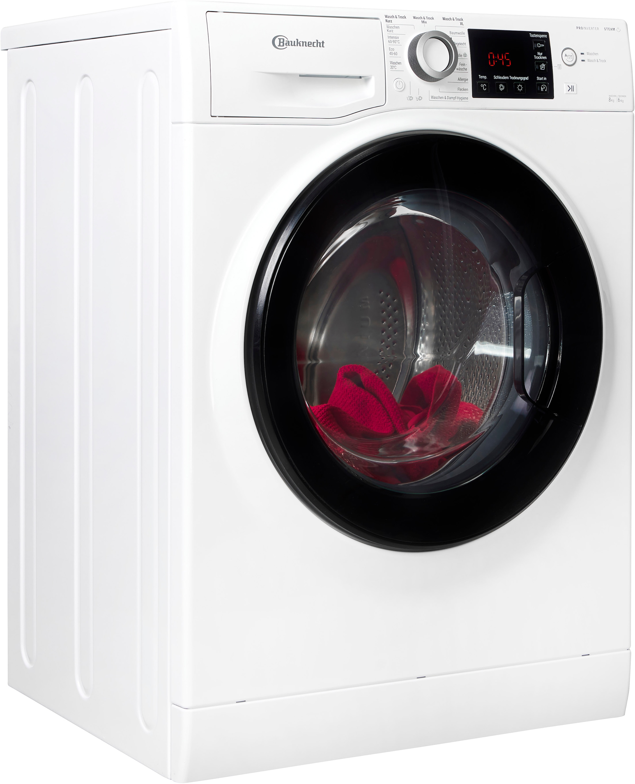 BAUKNECHT Waschtrockner »WT Super Eco 8614 C« 8 kg /6 kg 75 dB(A) weiß Kurz 30': Mit dem 30 Minuten Programm wird Ihre Wäsche in kürzester Zeit...