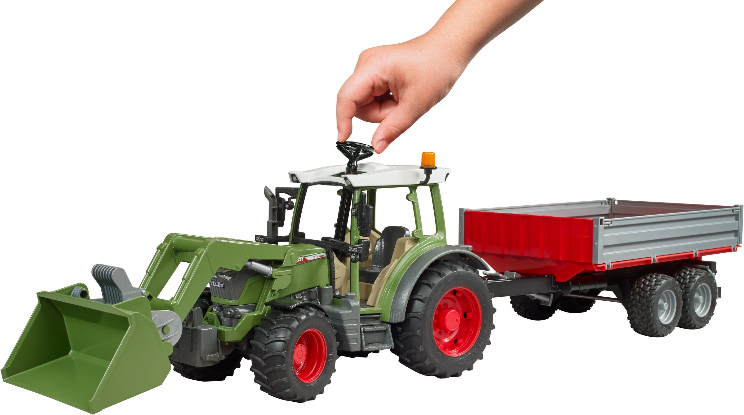 Bruder® Spielzeug-Traktor »Fendt Vario 211 mit Frontlader und Bordwandhänger (02182)« Made in Europe