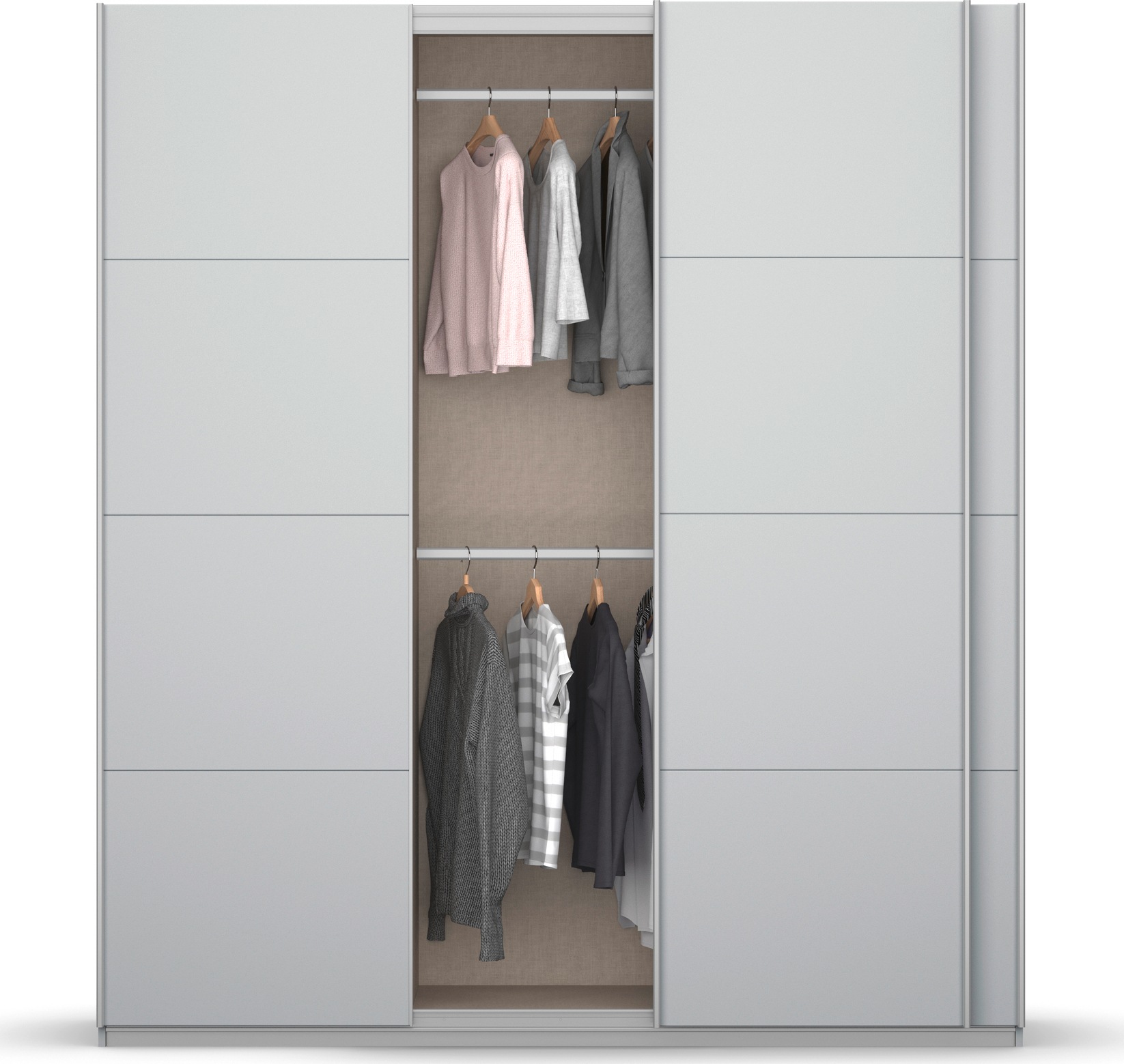 rauch Schwebetürenschrank »Kleiderschrank Schrank Garderobe KOLUNA mit Dekor-Front«, inkl. 2 Innenschubladen sowie extra Einlegeböden MADE IN GERMANY