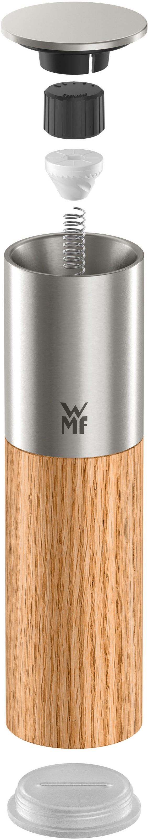 WMF Gewürzmühle »Nature«, (1 St.), Keramikmahlwerk, einstellbarer Mahlgrad, Aromaschutzdeckel, Holz