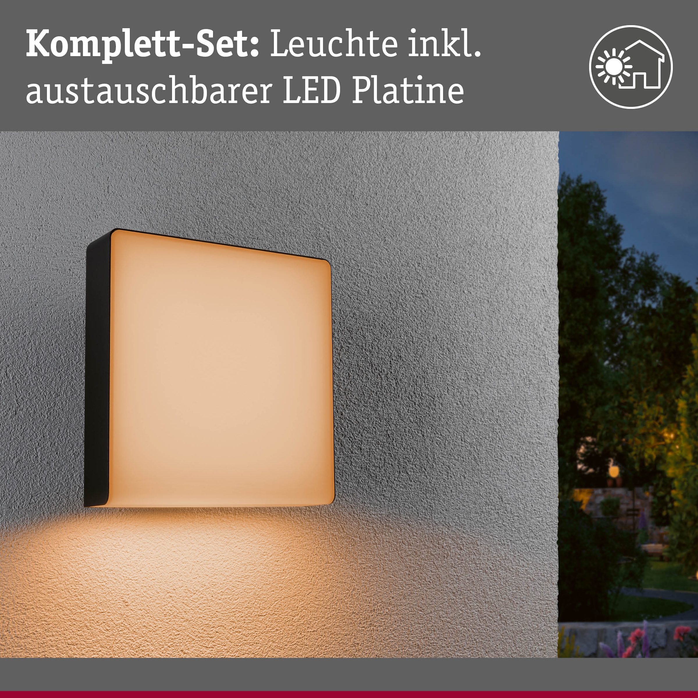 Paulmann LED Außen-Wandleuchte »Azalena IP44 250x97mm 8,5W 700lm 230V Kunststoff, Aluminium« 1 Stk. Warmweiß Smart Home Zigbee 3.0 Bewegungsmelder mit Hochfrequenz-Sensor