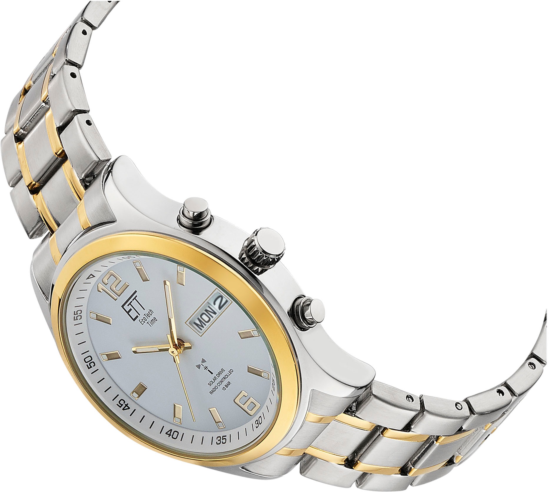 ETT Funkuhr »Gobi«, Armbanduhr, Herrenuhr, Datum, Solar, Edelstahlarmband