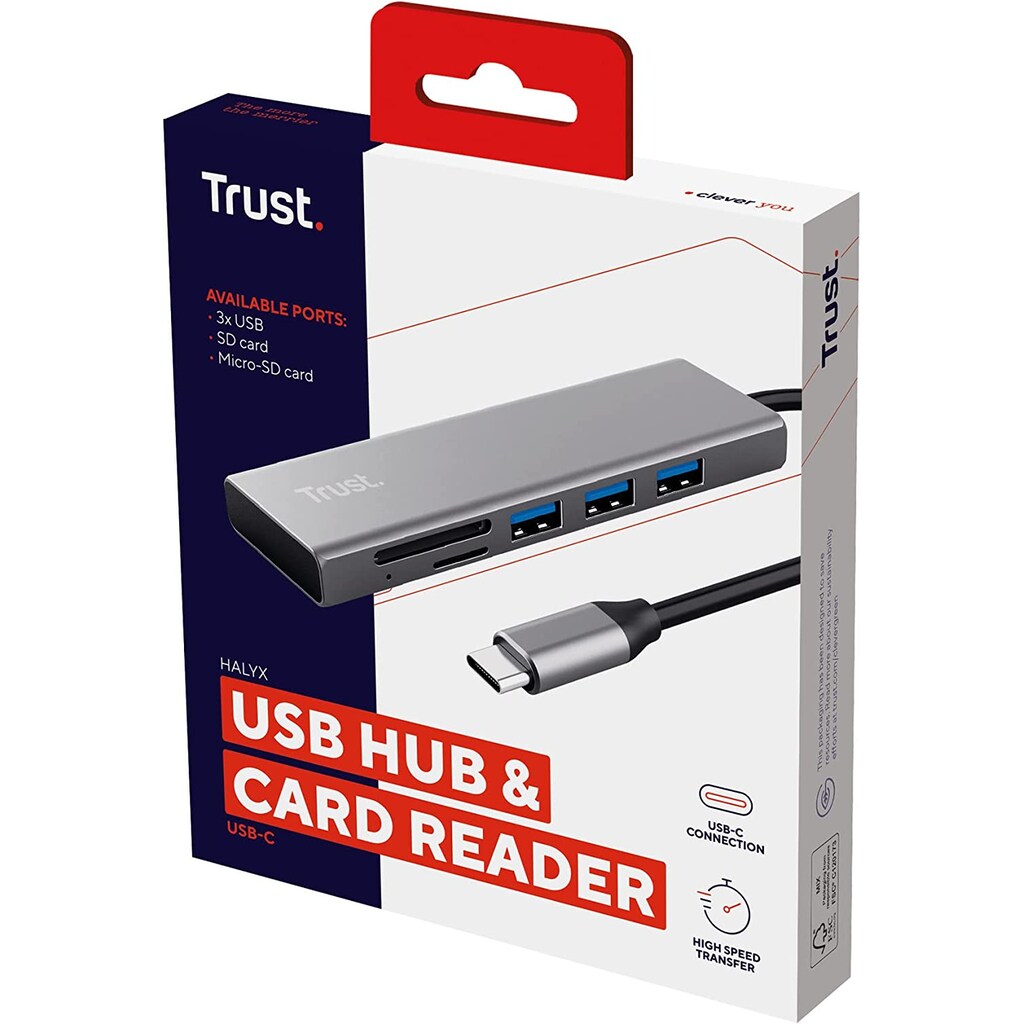 Trust Adapter »HALYX FAST USB-C HUB & CARD READER«, 15 cm