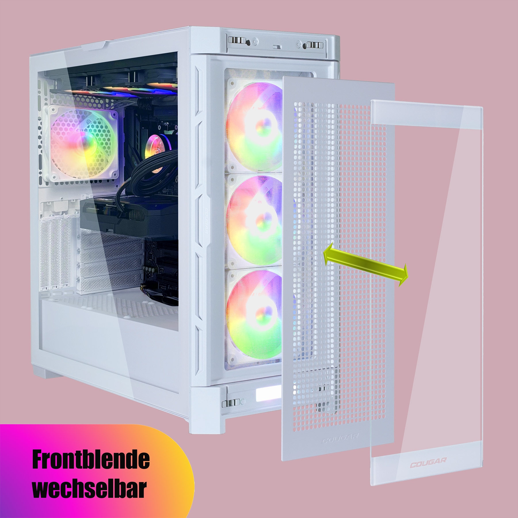 Cougar Gaming-PC »DUOFACE PRO WT 7954 AMD Ryzen 7 9700X 32GB DDR5 1TB SSD RX 9070 XT« Windows 11, DDR5 RAM, Wasserkühlung