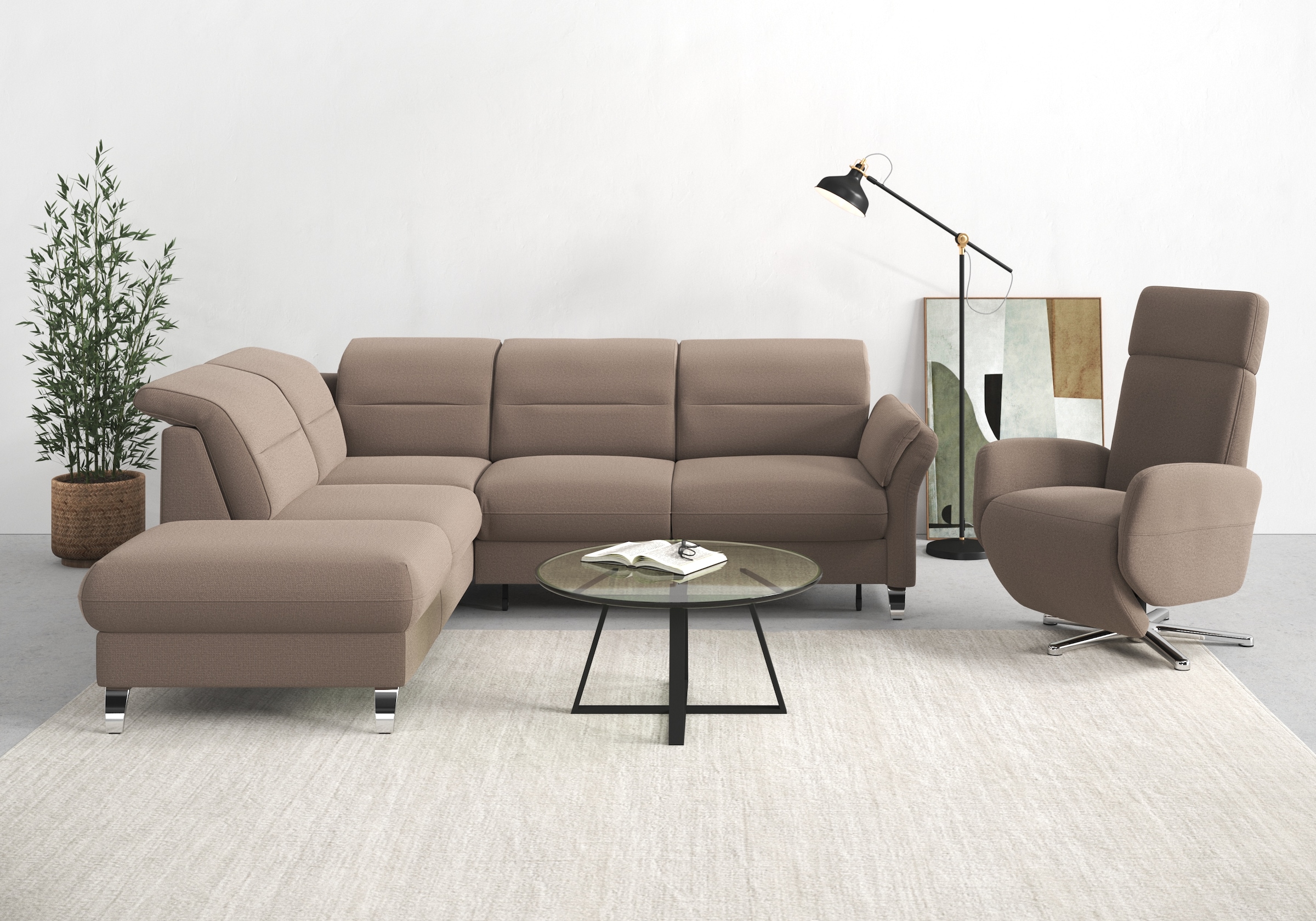 sit&more Ecksofa »Grenoble L-Form mit Federkern«, wahlweise mit Bettfunktio günstig online kaufen