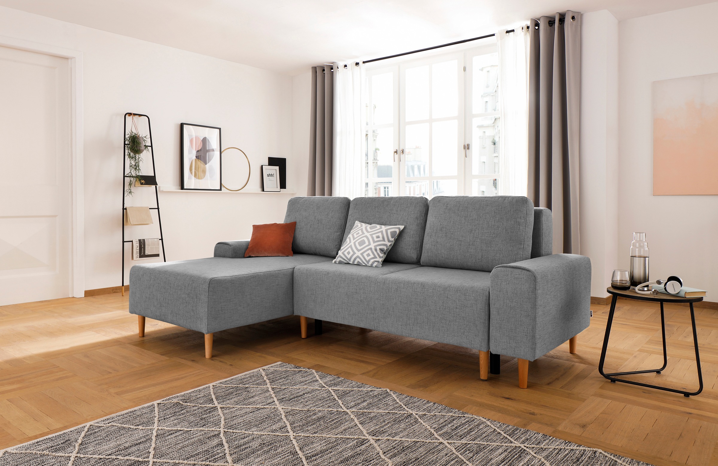 INOSIGN Ecksofa »Samu L-Form«, wahlweise mit Bettfunktion und Bettkasten