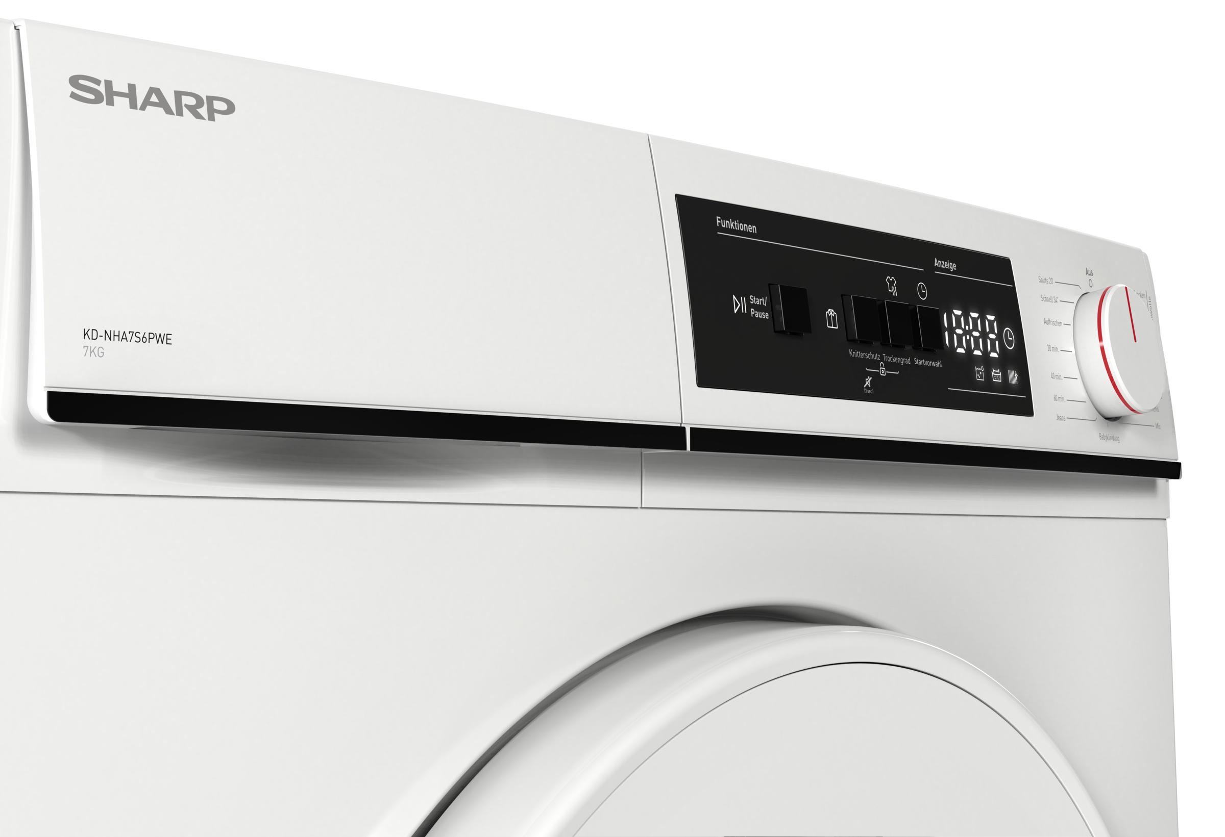 Sharp Wärmepumpentrockner »KD-NHA7S6PWE-DE« 7kg / EEK E / 3 Tasten / Plastik-Tür / Weiß