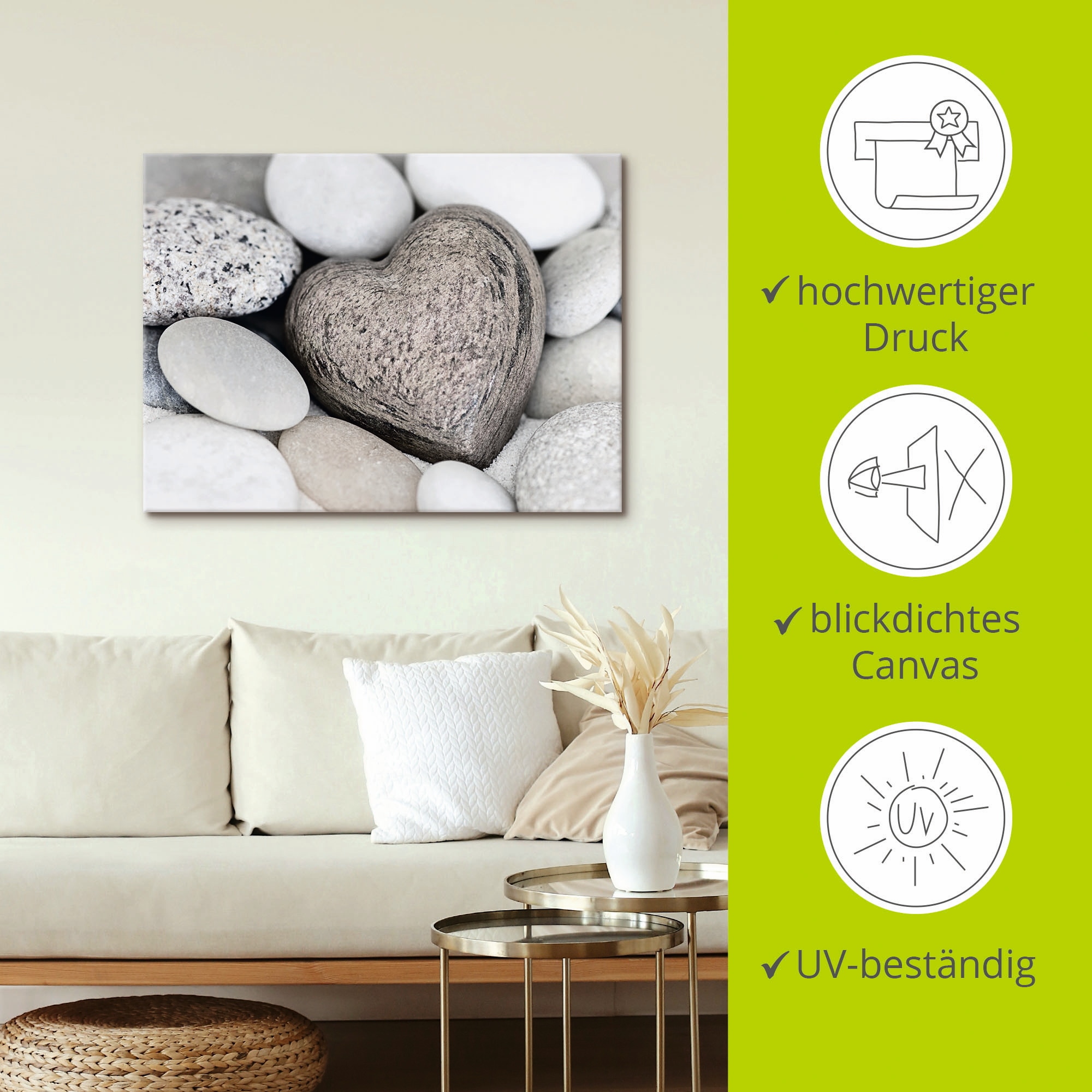Artland Wandbild »Steinherz«, Zen, (1 St.), als Leinwandbild, Poster, Wandaufkleber in verschied. Größen