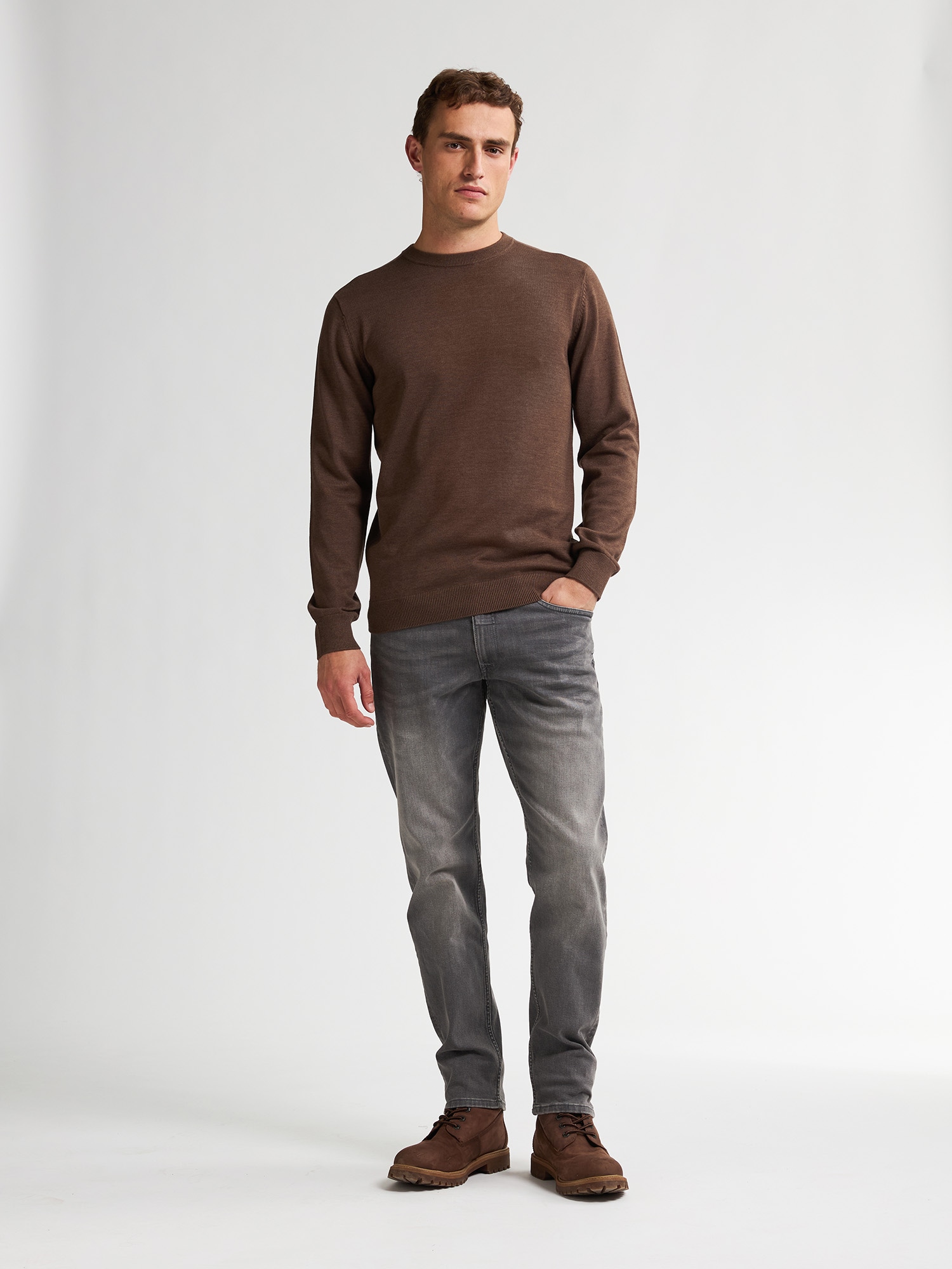 Petrol Industries Rundhalspullover Materialmix mit Baumwollanteil