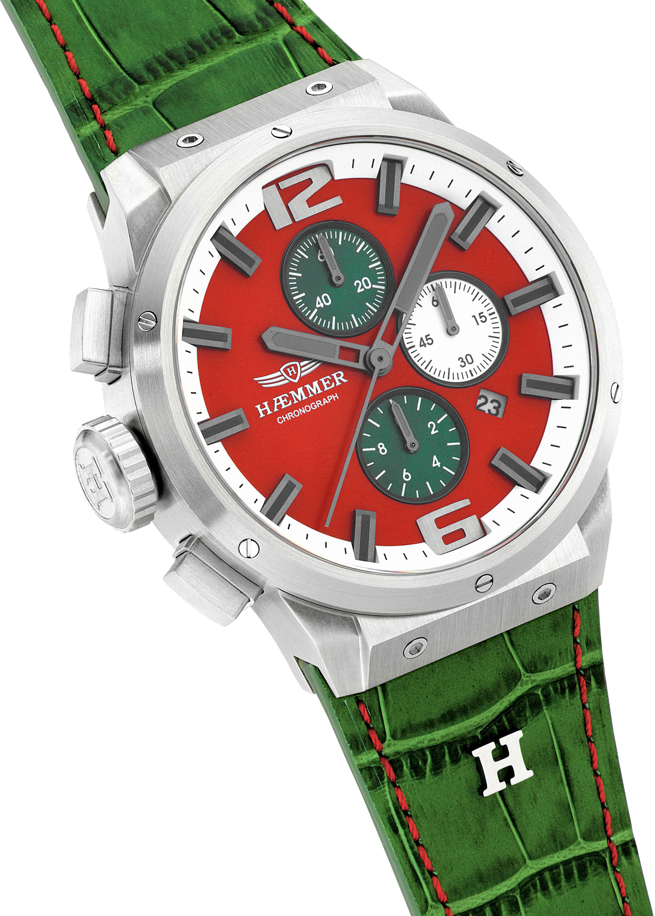 HAEMMER GERMANY Chronograph »CHALLANGER«, Quarzuhr, Herrenuhr, Datum, Stoppfunktion, Saphirglas, Lederarmband