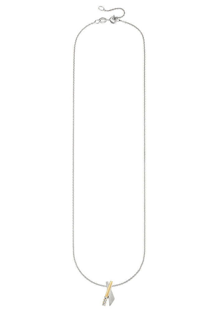 Bruno Banani Kette mit Anhänger »Schmuck Geschenk Silber 925 Halsschmuck Halskette Ankerkette Kreuz«, mit Zirkonia (synth.)