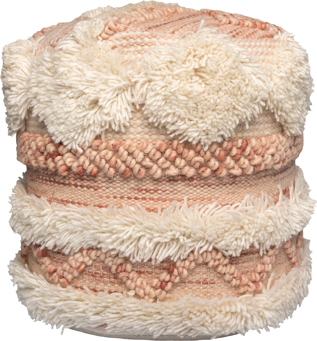 Kayoom Pouf »Bohist 225 35cm x 35cm,  Strukturen mit Fransen und Quasten«, (1 St.), handgefertigt, Unikat, sehr gut kombinierbar, vielfältig im Einsatz