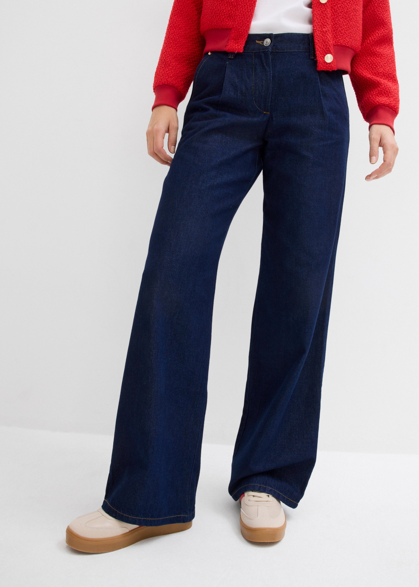 bonprix Weite Jeans lockerer Schnitt, mittlerer Bund, weite Passform