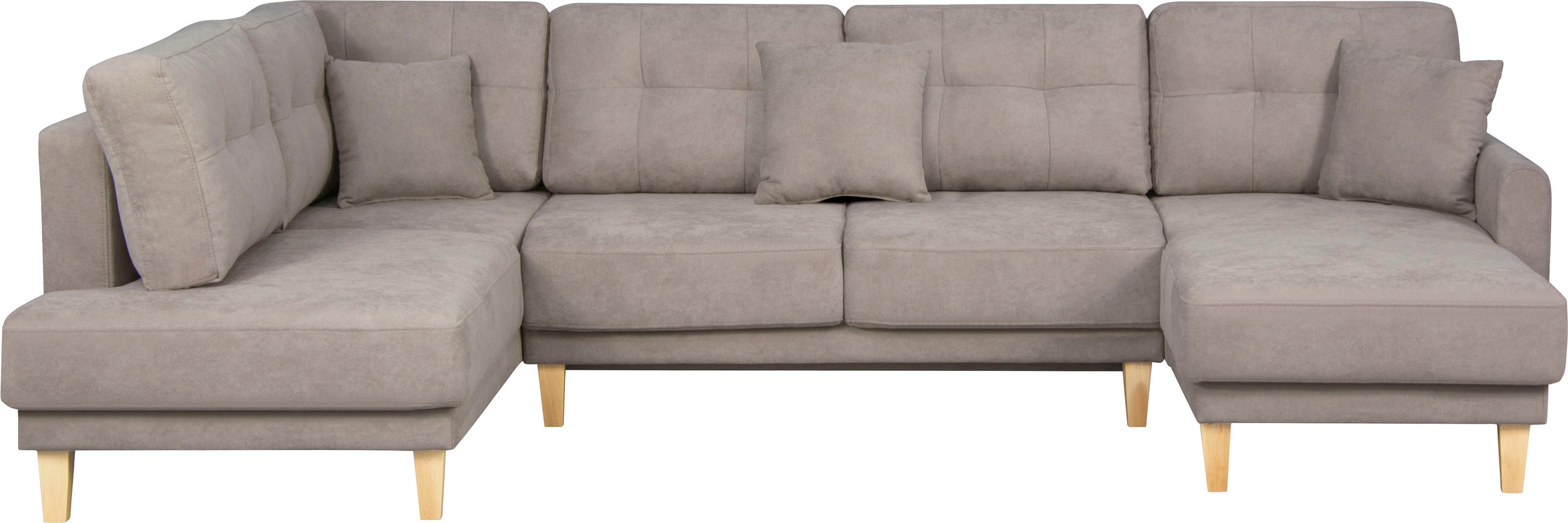 Home affaire Wohnlandschaft »TRIPLO U-Form wahlweise mit Schlaffunktion, B/T/H: 310/192/90 cm«, Schlafsofa, auch mit Bettkasten, Steppung im Rückenkissen