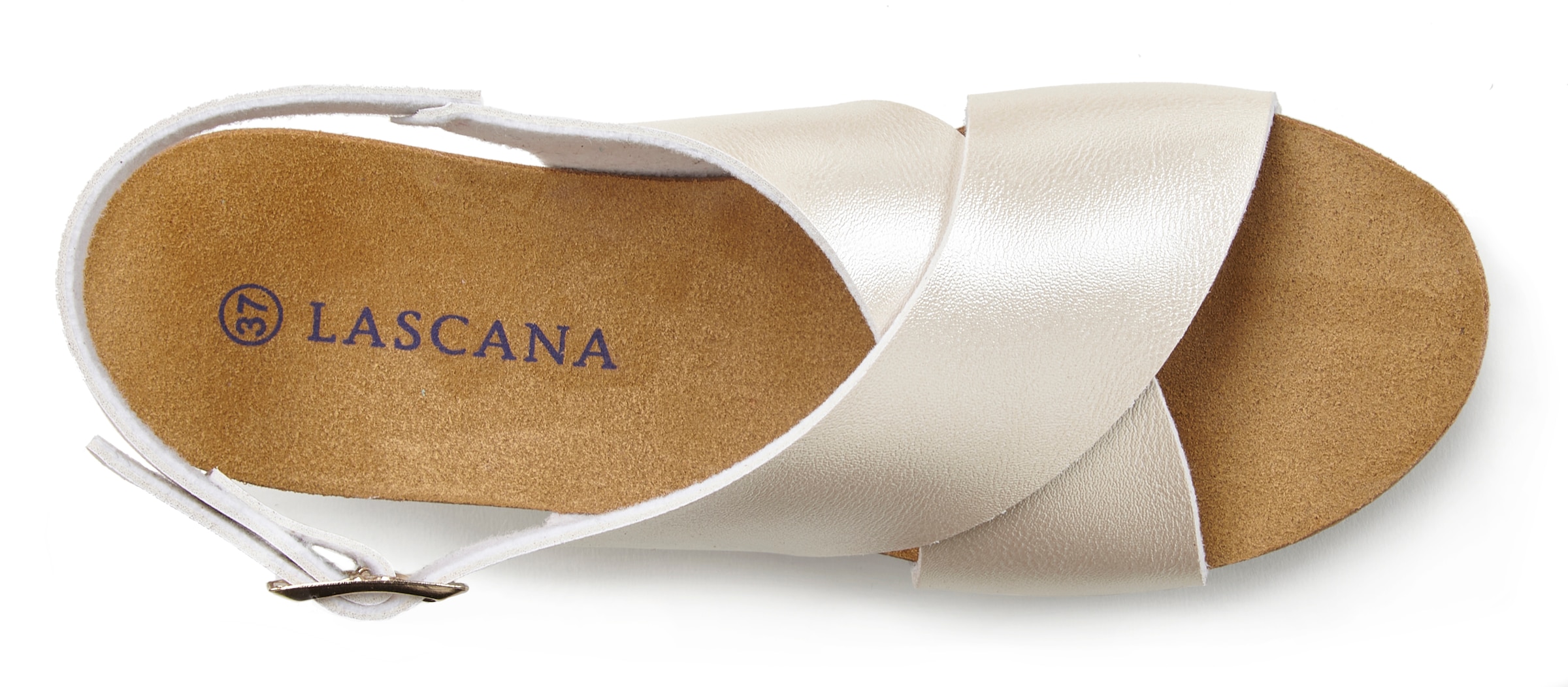 LASCANA Sandalette »Sommerschuh«, Sommerschuh mit Keilabsatz und Korkfußbett