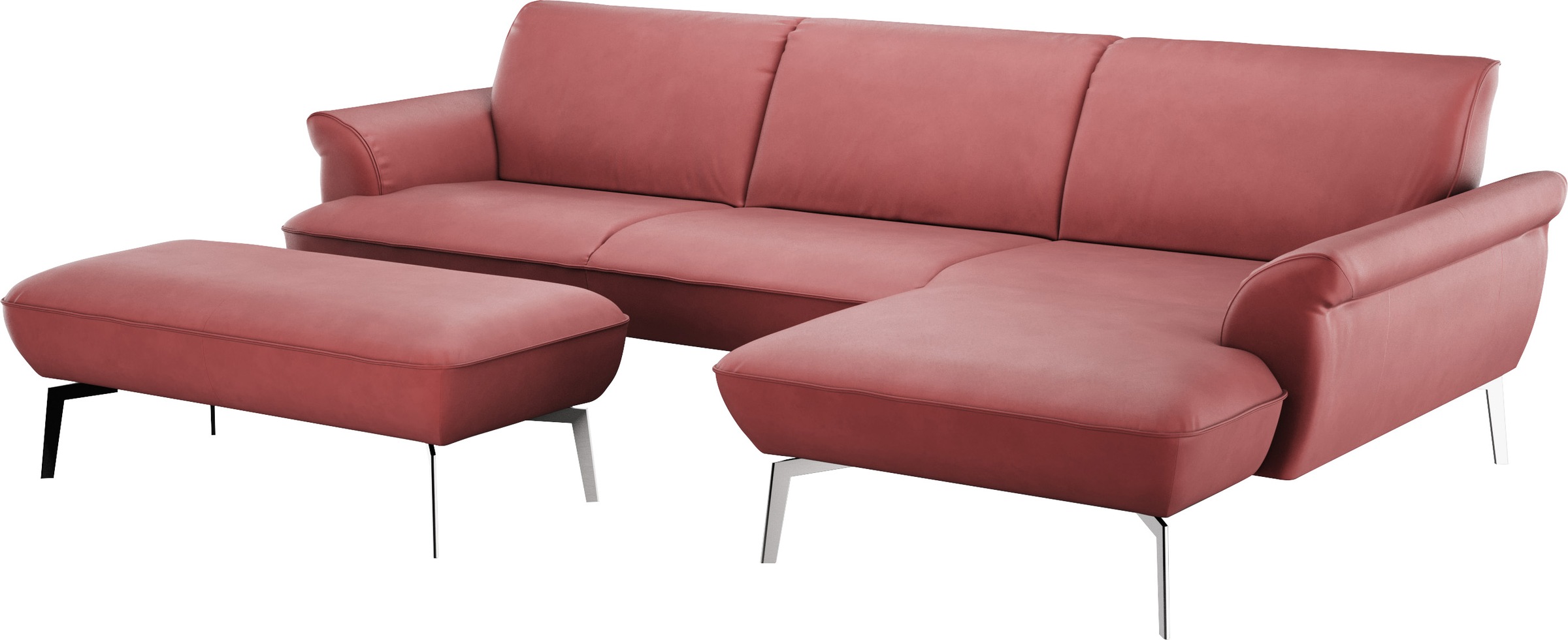 himolla Ecksofa »himolla 9900«, (mit Hocker), Recamiere rechts o. links, Füße Aluminium, mit Hocker