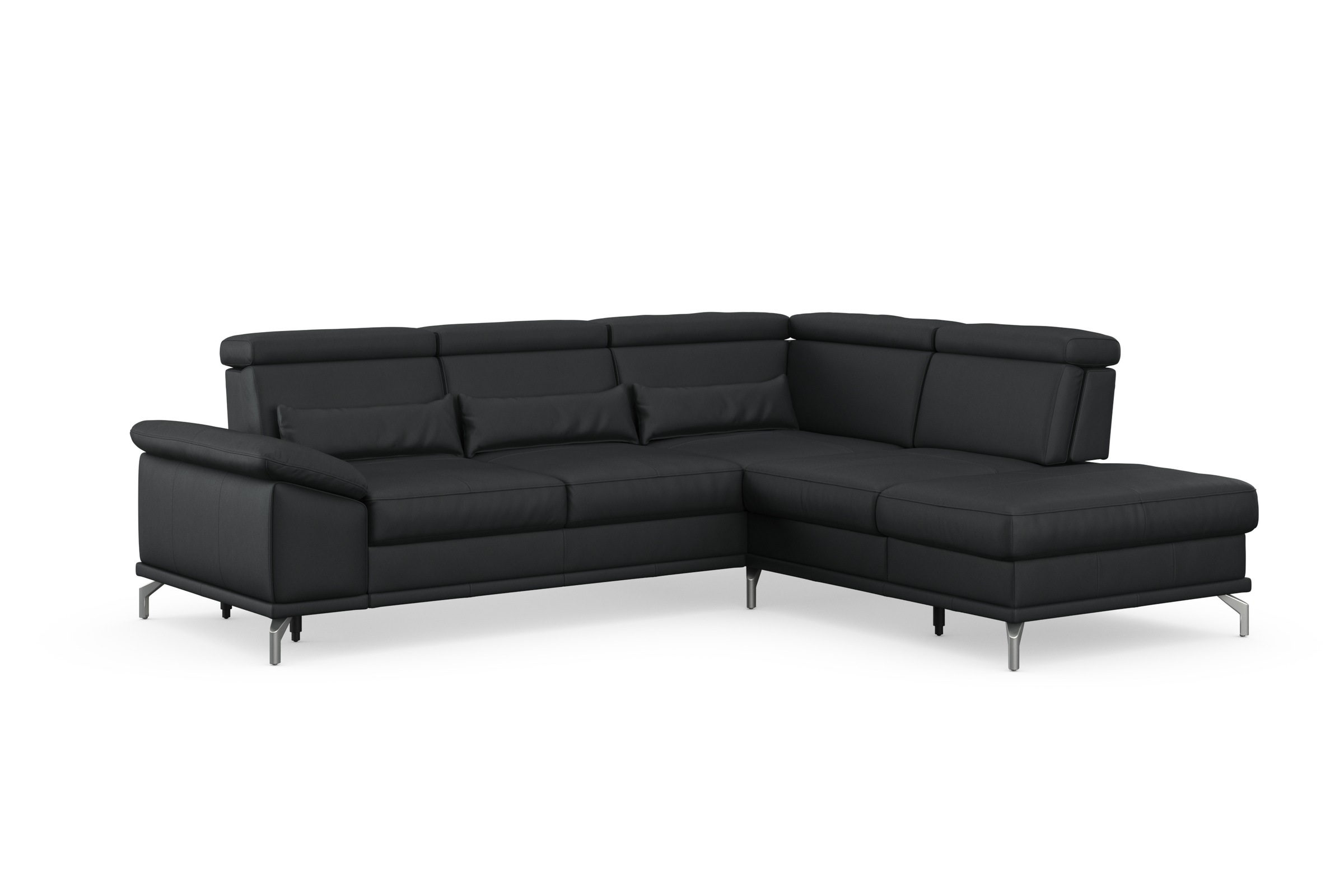 sit&more Ecksofa »Cabrio L-Form, mit Sitztiefenverstellung, Arm- und Kopfteilverstellung«, 3 Nierenkissen, Federkern, optional Bettfunktion und Stauraum