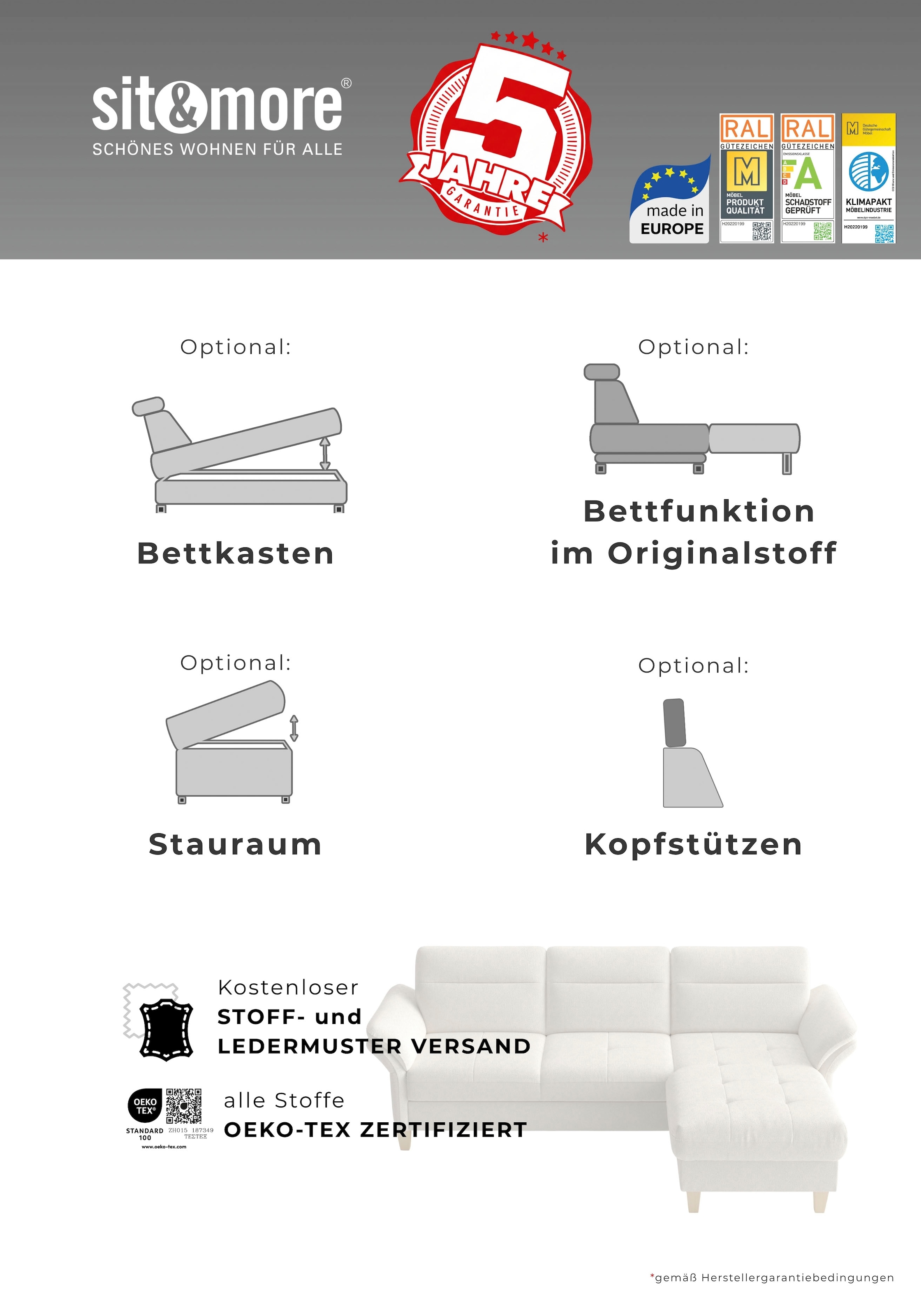 sit&more Polsterhocker »Pamela, B: 58 cm« 1 Stk. tlg. verschiedene Farben und Stoffe,  bis 120 kg belastbar
