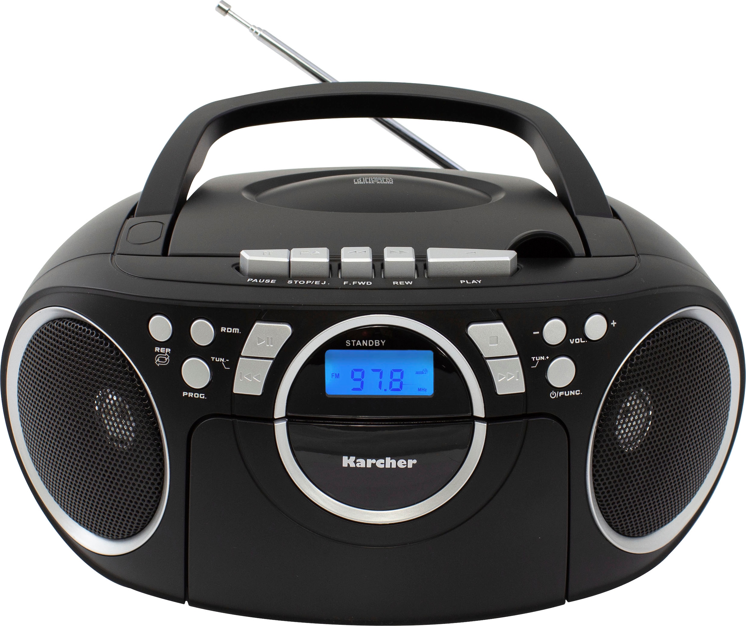 Karcher Boombox »RR 5042-R«, (UKW mit RDS-FM-Tuner 3 W), CD-Player, Kassettenplayer, AUX-Anschluss, tragbares Radio