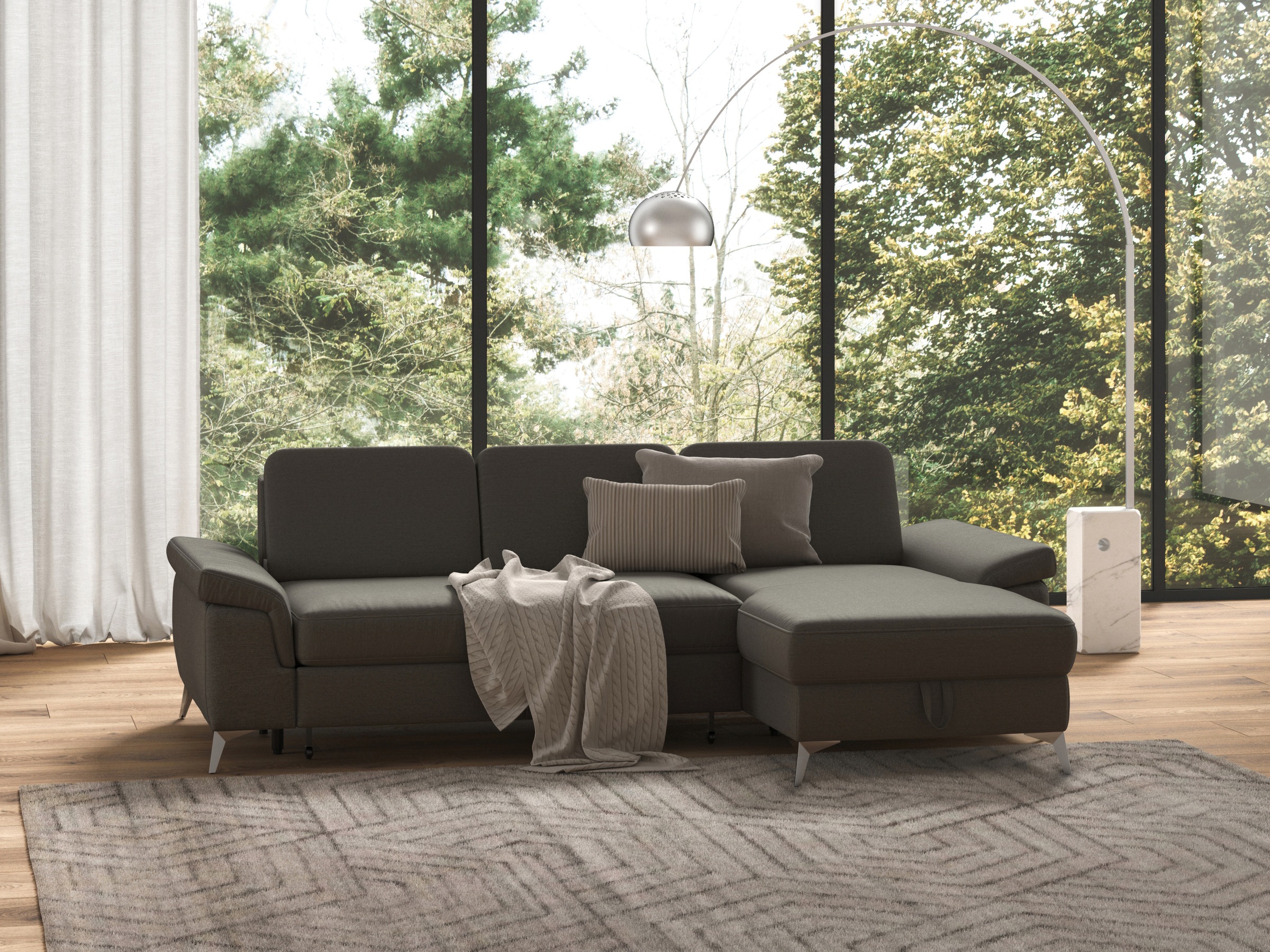 sit&more Ecksofa »Padua L-Form«, inklusive Sitztiefenverstellung, Armteilfunktion und Federkern