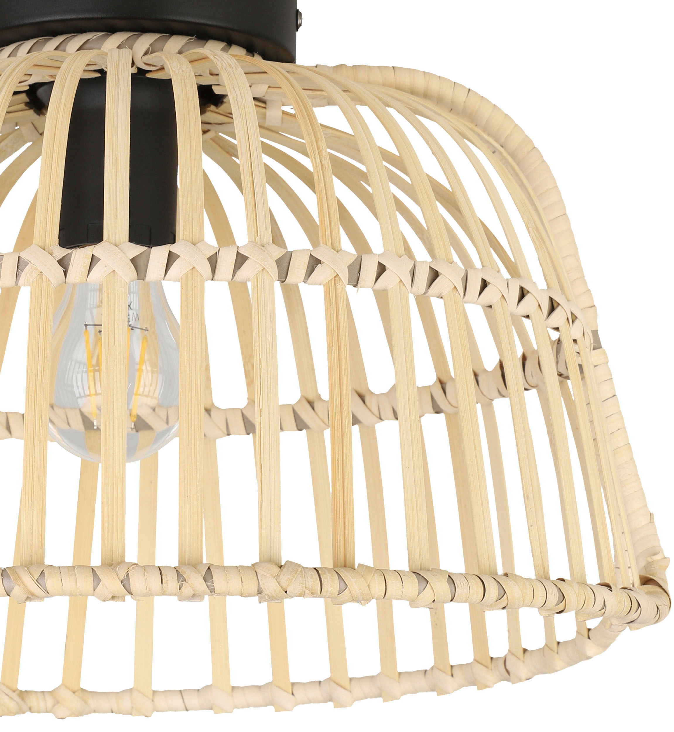 EGLO Deckenleuchte »GLYNEATH«, Leuchtmittel E27 | Leuchtmittel wechselbar-ohne Leuchtmittel, Deckenleuchte im Boho Style, Natur Wohnzimmerlampe, mit E27 Fassung