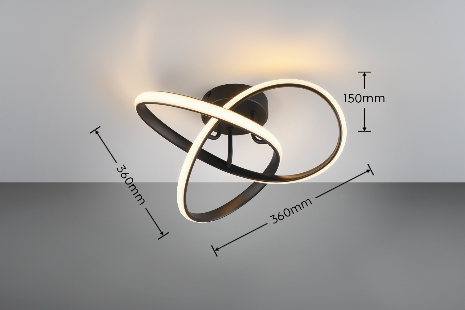 Places of Style LED Deckenleuchte »MESSACHUSETTS, kleine Dekolampe als LED Deckenlampe oder Wandlampe«, 1 flammig, Leuchtmittel LED-Board | LED fest integriert, Ø 40cm, Höhe 15cm Design Lampe mit geschwungenem LED Knoten 1800 Lumen
