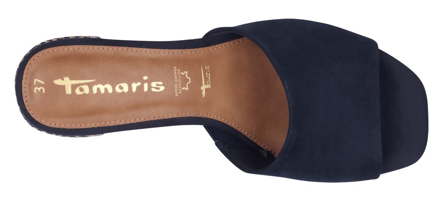 Tamaris Pantolette, Sommerschuh mit mehrfarbigem Blockabsatz in Bastoptik