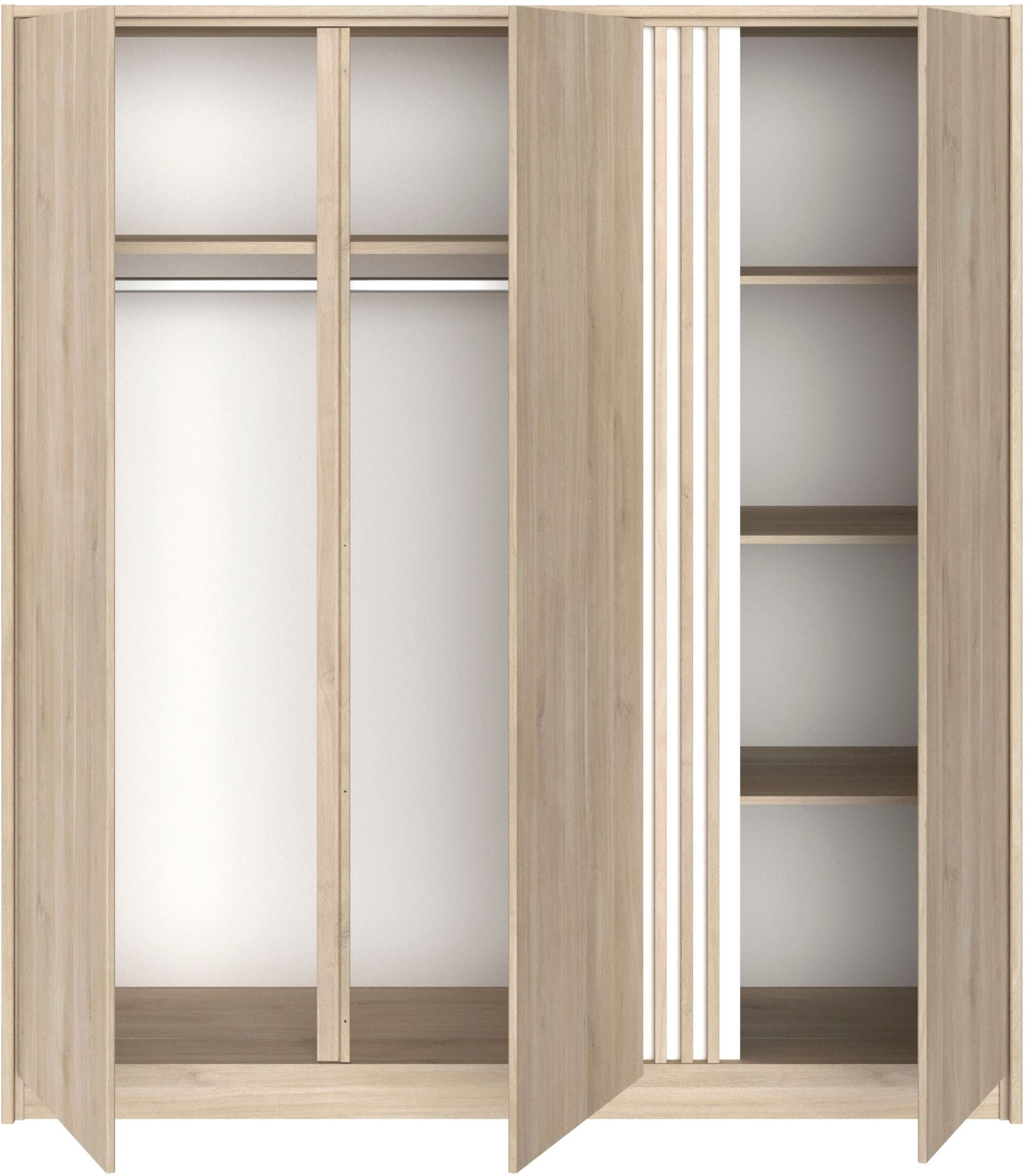 Parisot Schlafzimmer-Set, (4 tlg.), viel Stauraum, schöne Optik, Einsätze an Schrank und Kommode drehbar